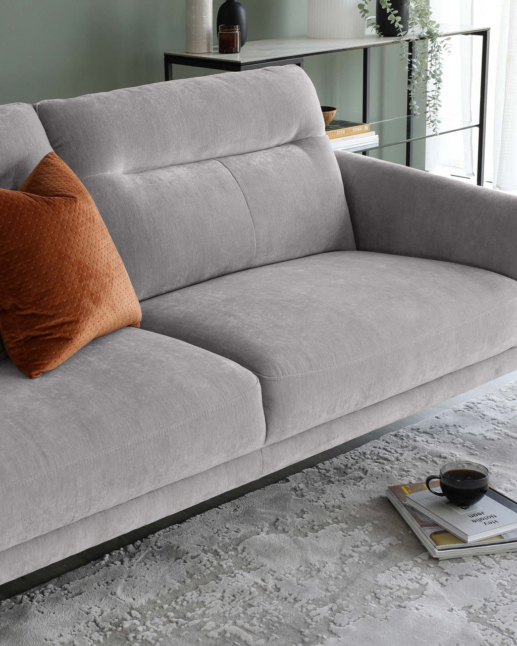 Brooks Light Grey Fabric Pleat 3 Seater Sofa