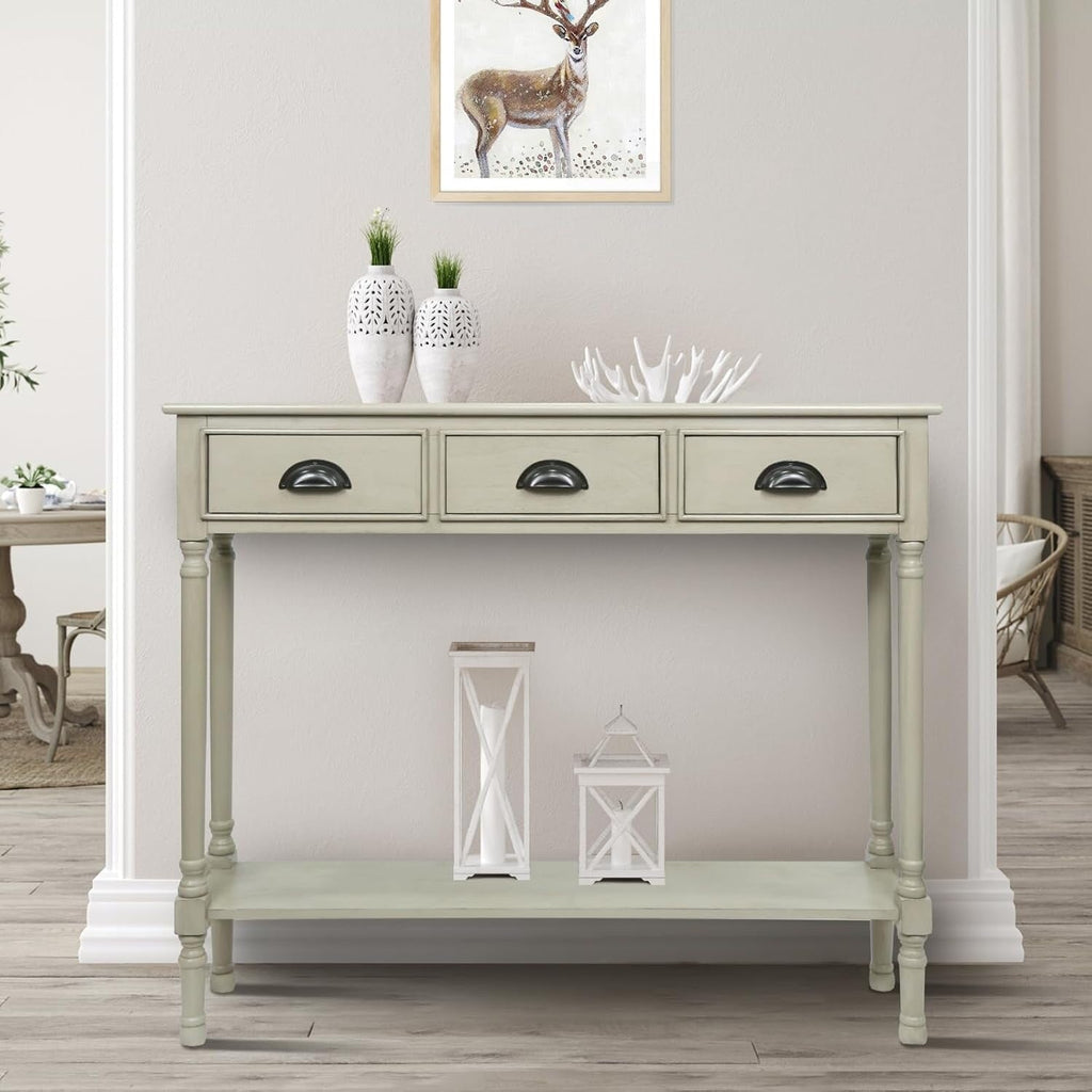 Burlington Wood 3-drawer Console Hallway Table
