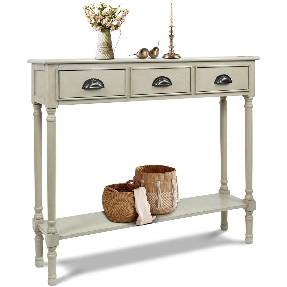 Burlington Wood 3-drawer Console Hallway Table