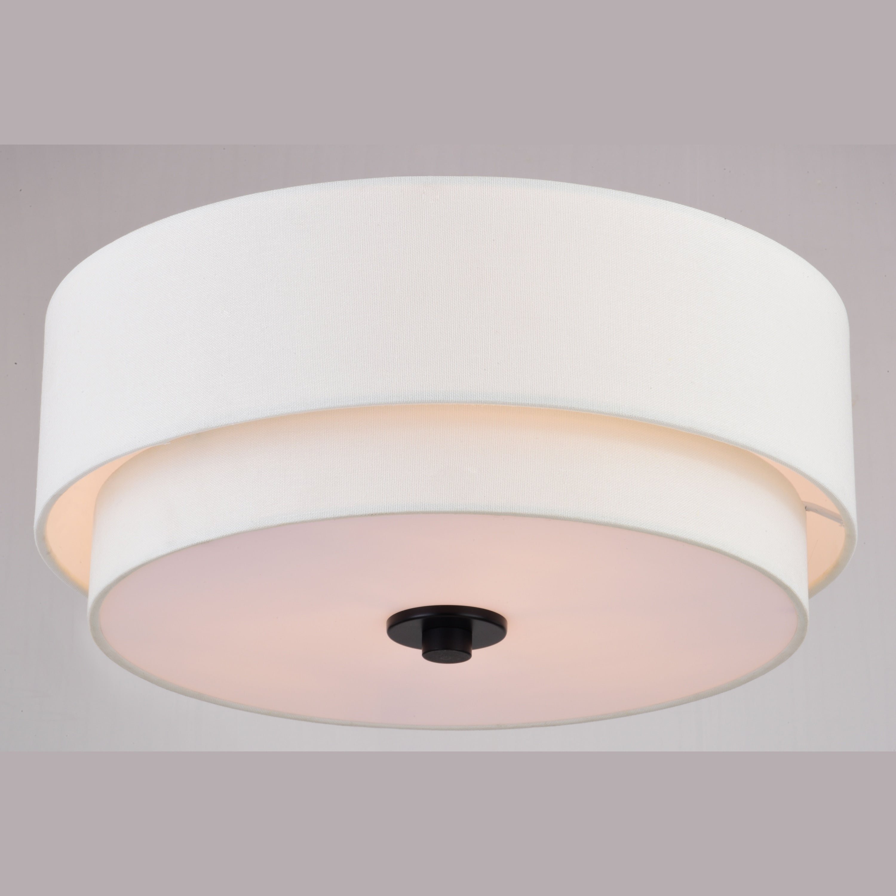 Burnaby Mid-Century Modern Ceiling Mount Light White Linen Drum Shade
