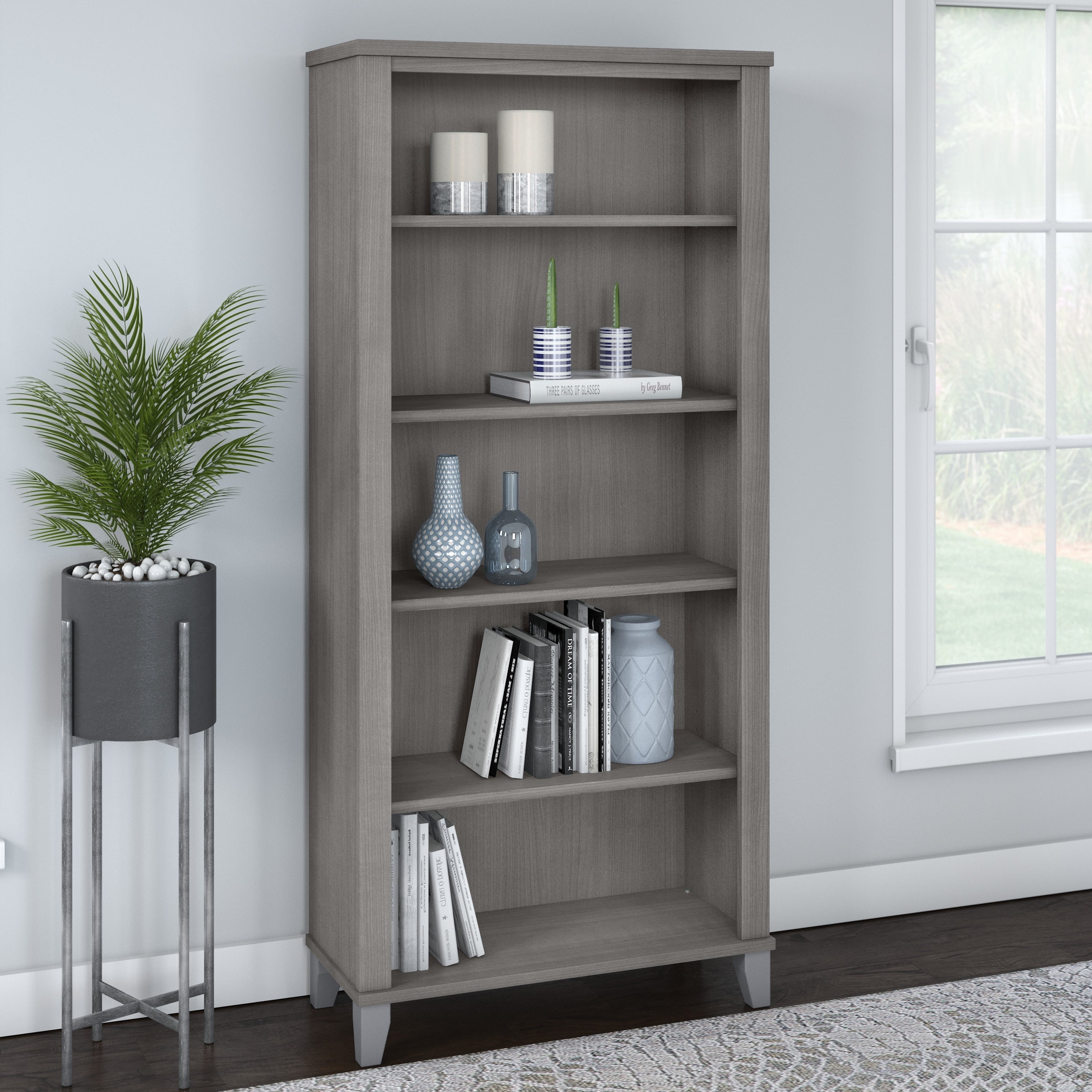 Bush Furniture Somerset Tall 5 Shelf Bookcase with Adjustable Shelves