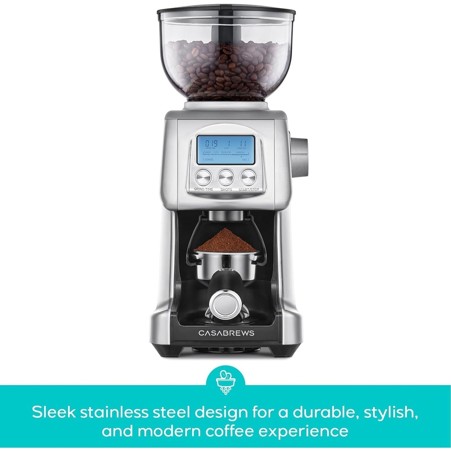 CASABREWS Tornado Electric Coffee Grinder Conical Burr Silver - N/A