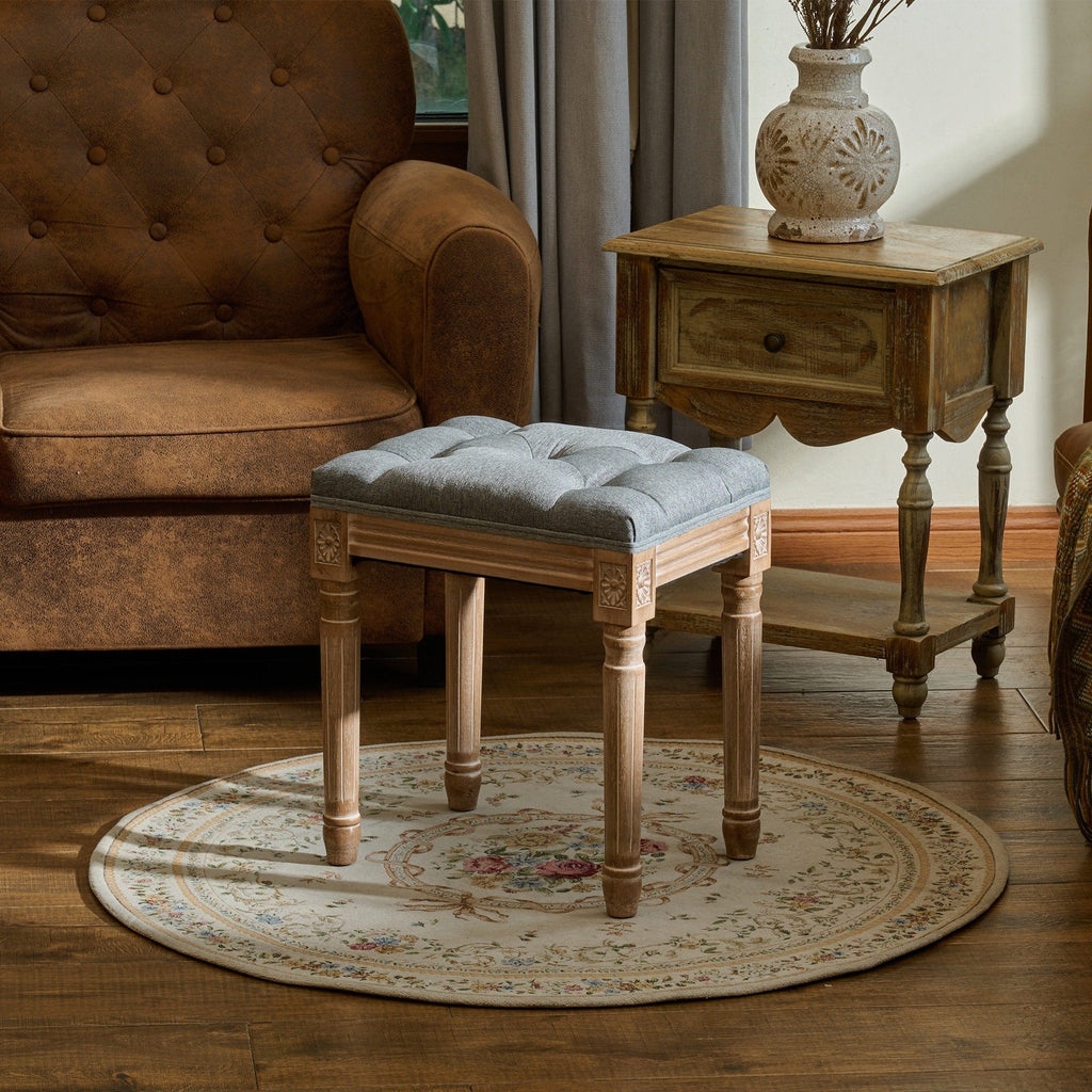 CO-Z French Vintage Upholstered Foot Stool and Vanity Stool