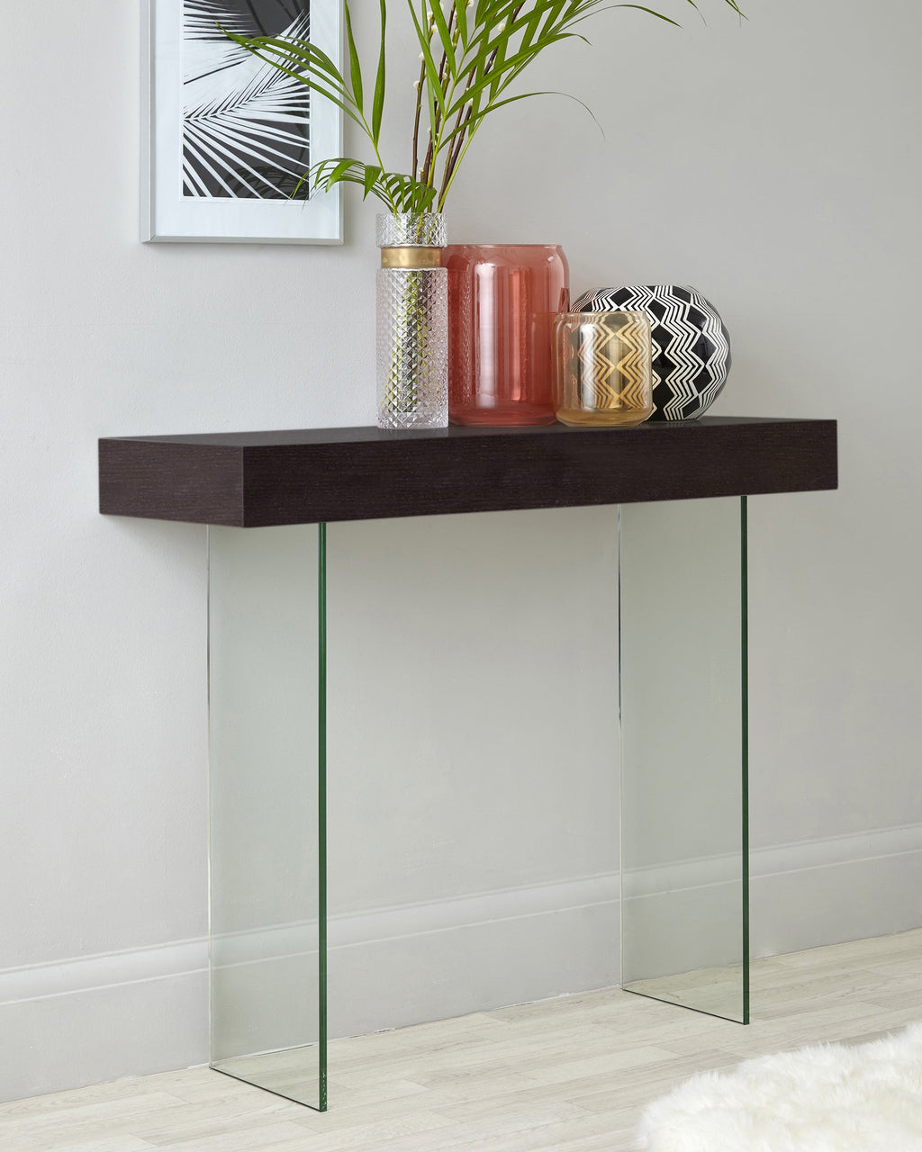 Aria Dark Walnut and Glass Console Table