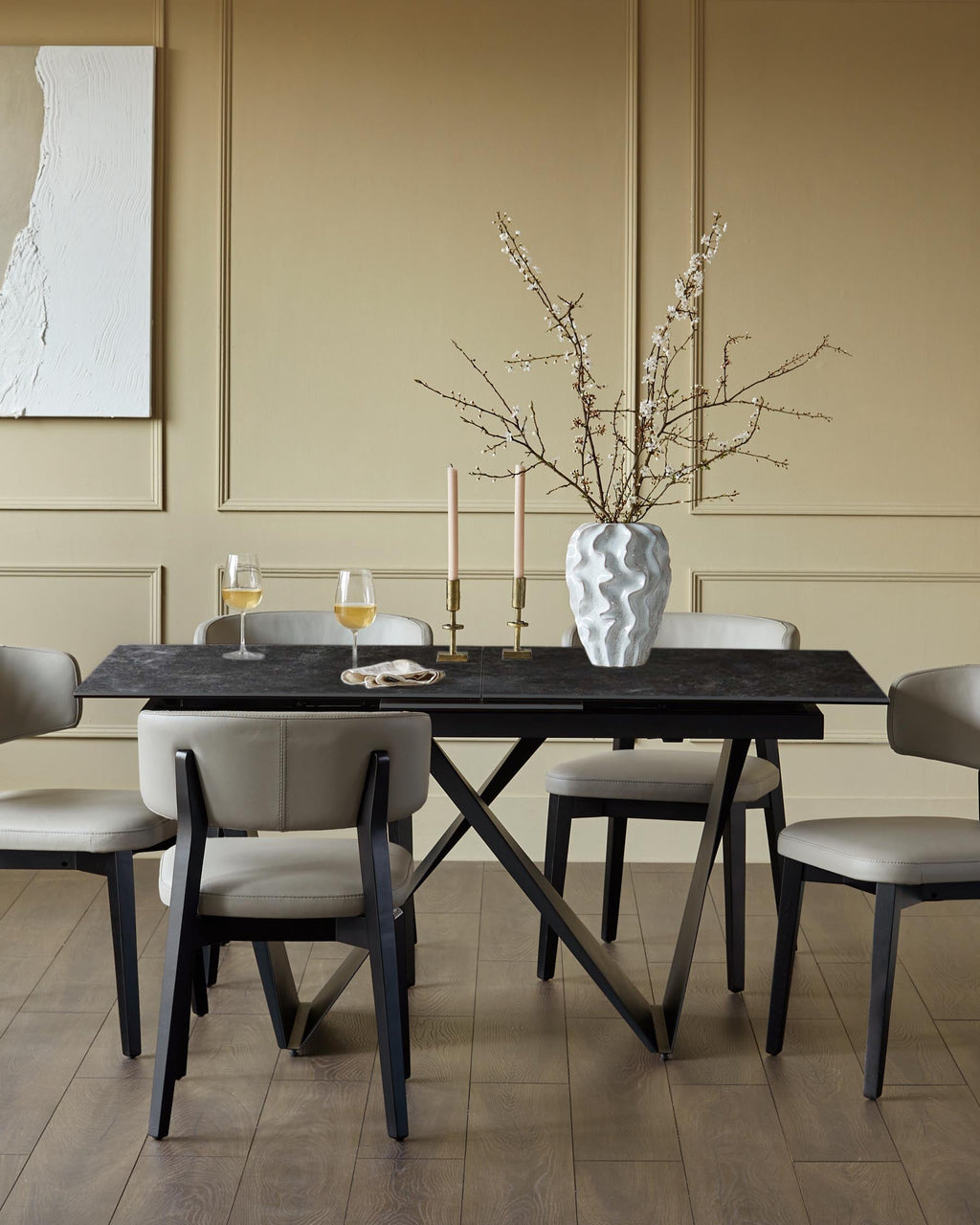 Calenzano dark grey ceramic extending 6 to 8 seater dining table