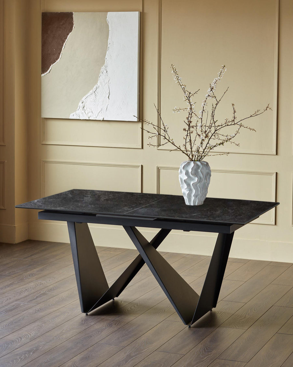 Calenzano dark grey ceramic extending 6 to 8 seater dining table