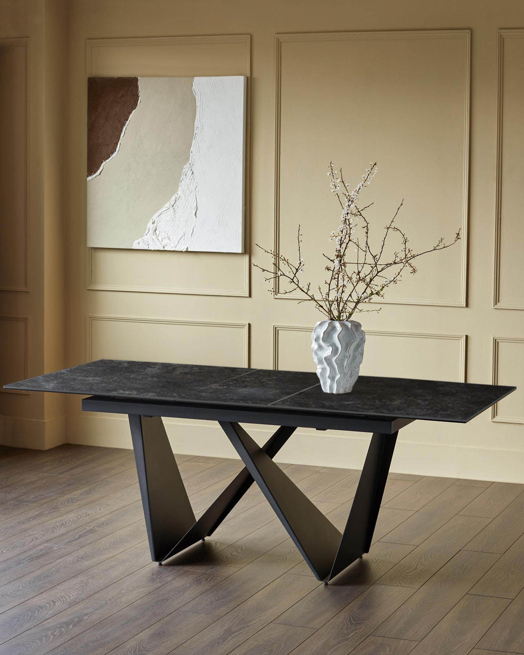 Calenzano dark grey ceramic extending 6 to 8 seater dining table