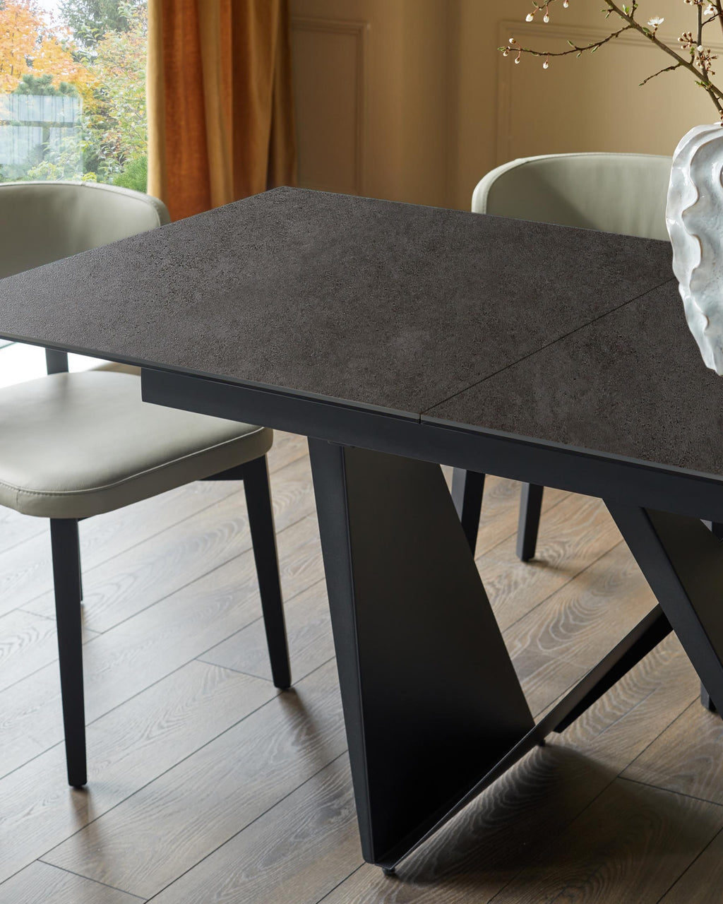 Calenzano dark grey ceramic extending 6 to 8 seater dining table