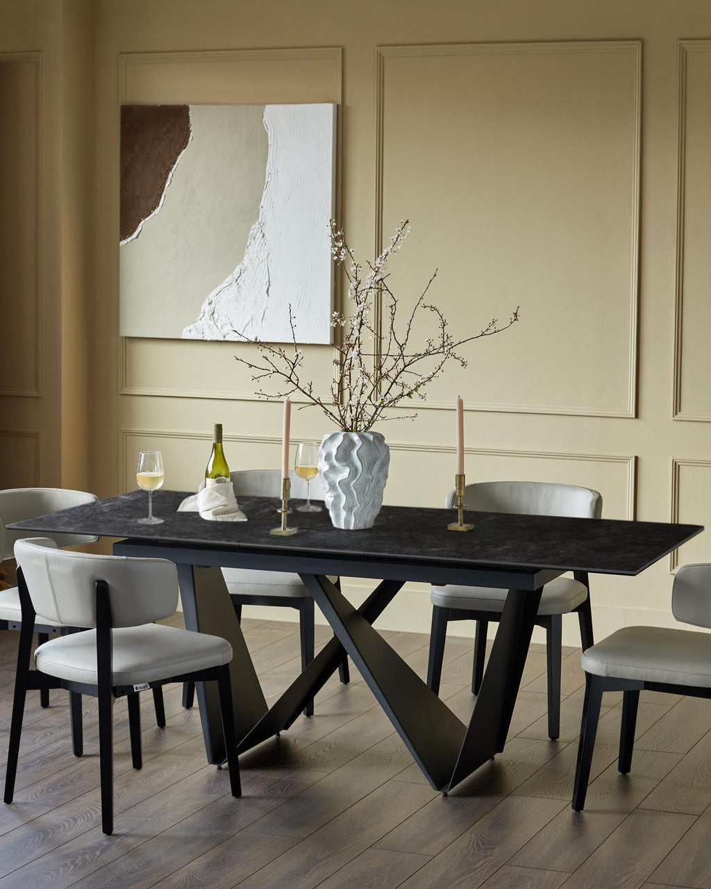 Calenzano dark grey ceramic extending 6 to 8 seater dining table