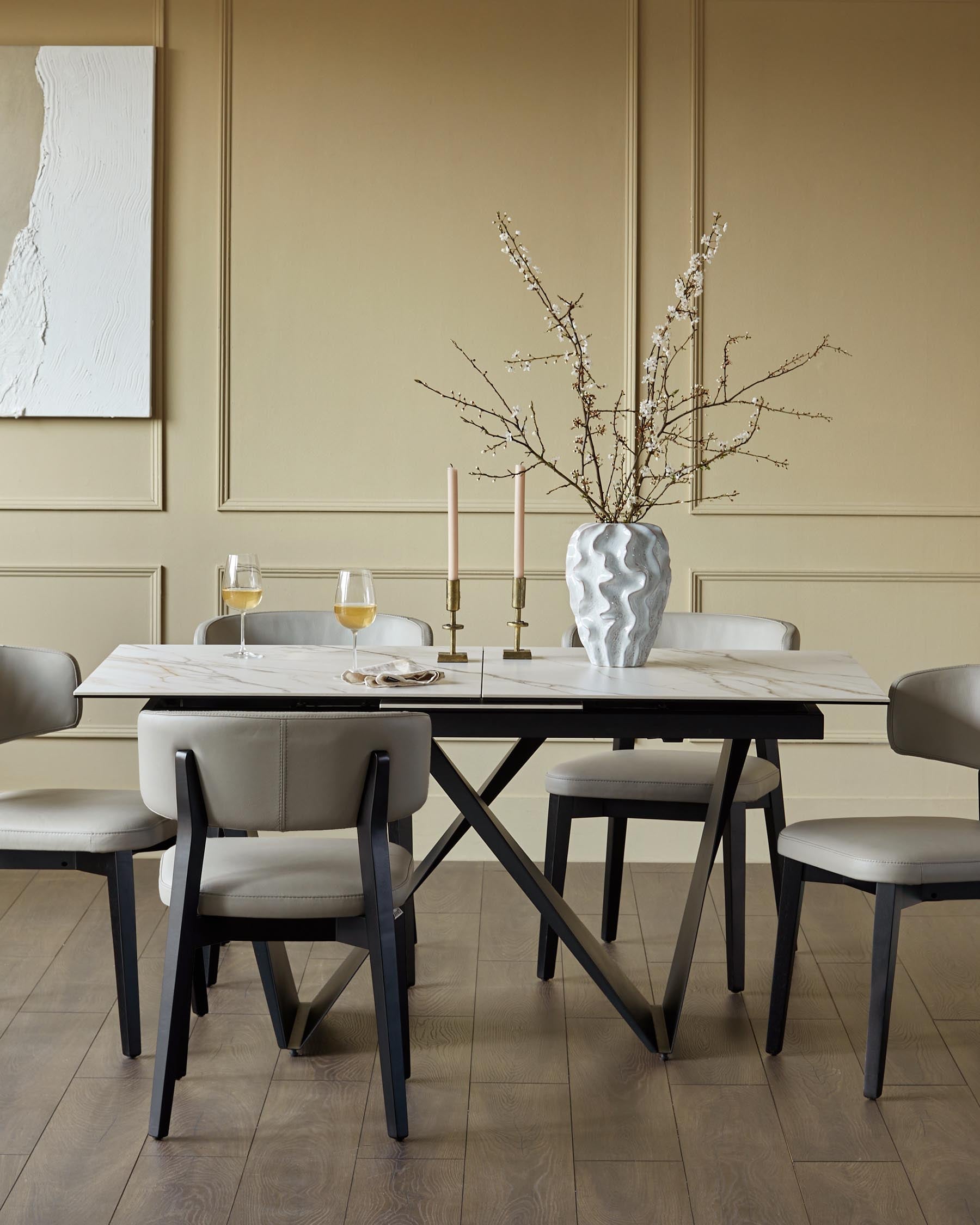 Calenzano natural ceramic extending 6 to 8 seater dining table