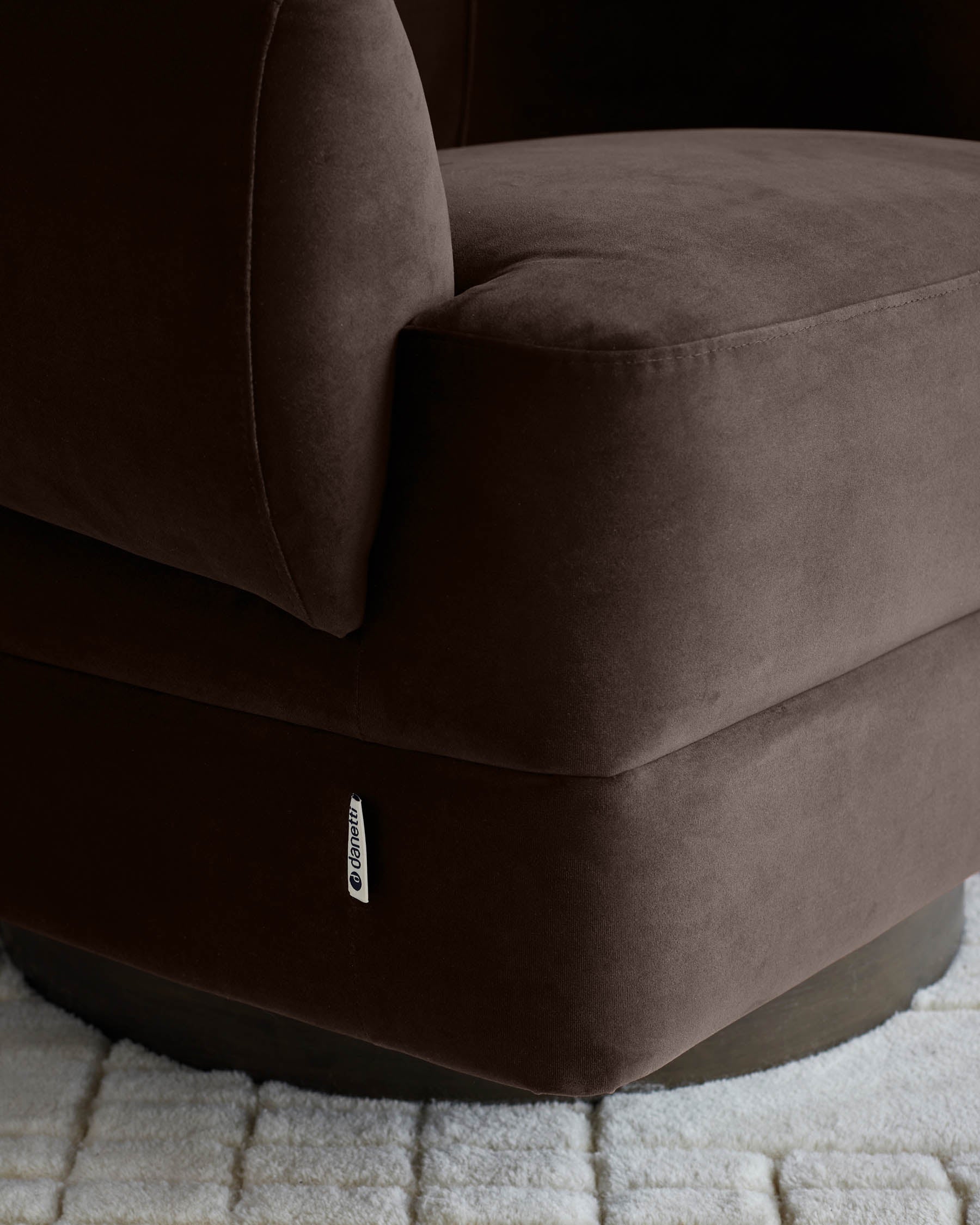 Callan dark mocha velvet swivel accent chair