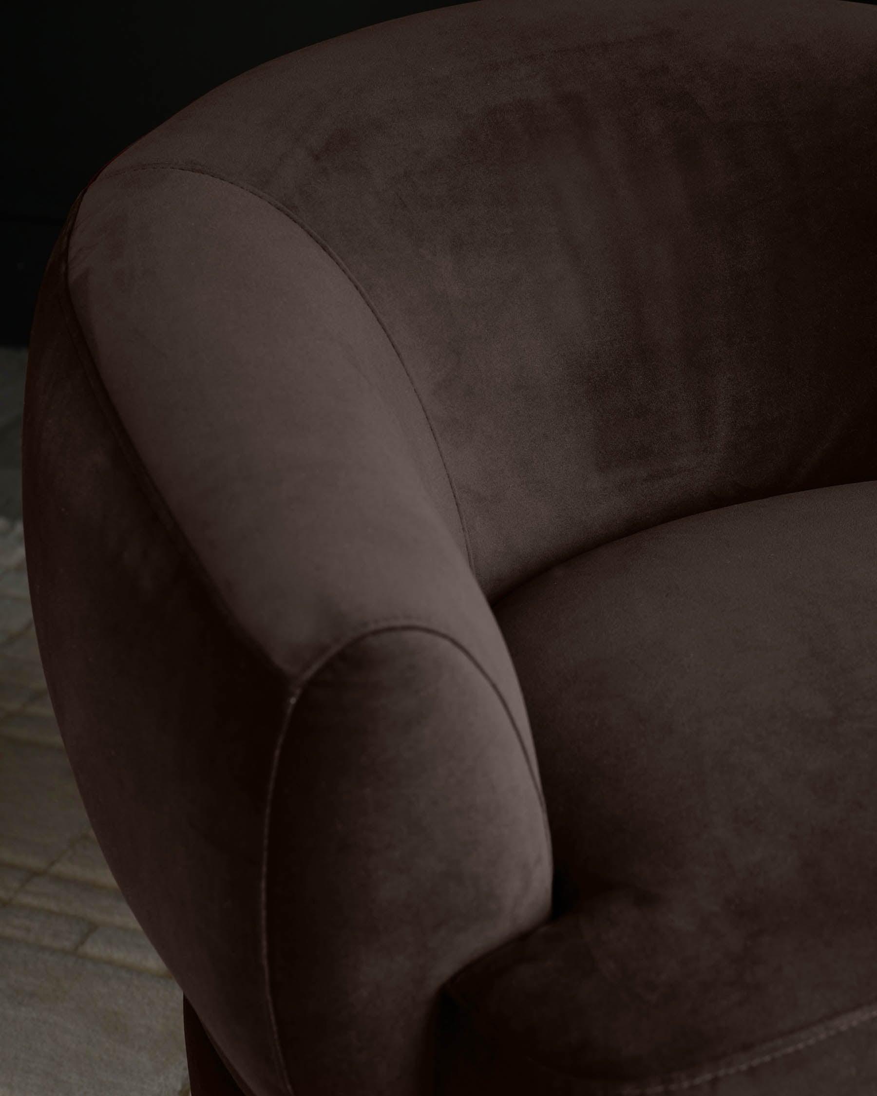 Callan dark mocha velvet swivel accent chair
