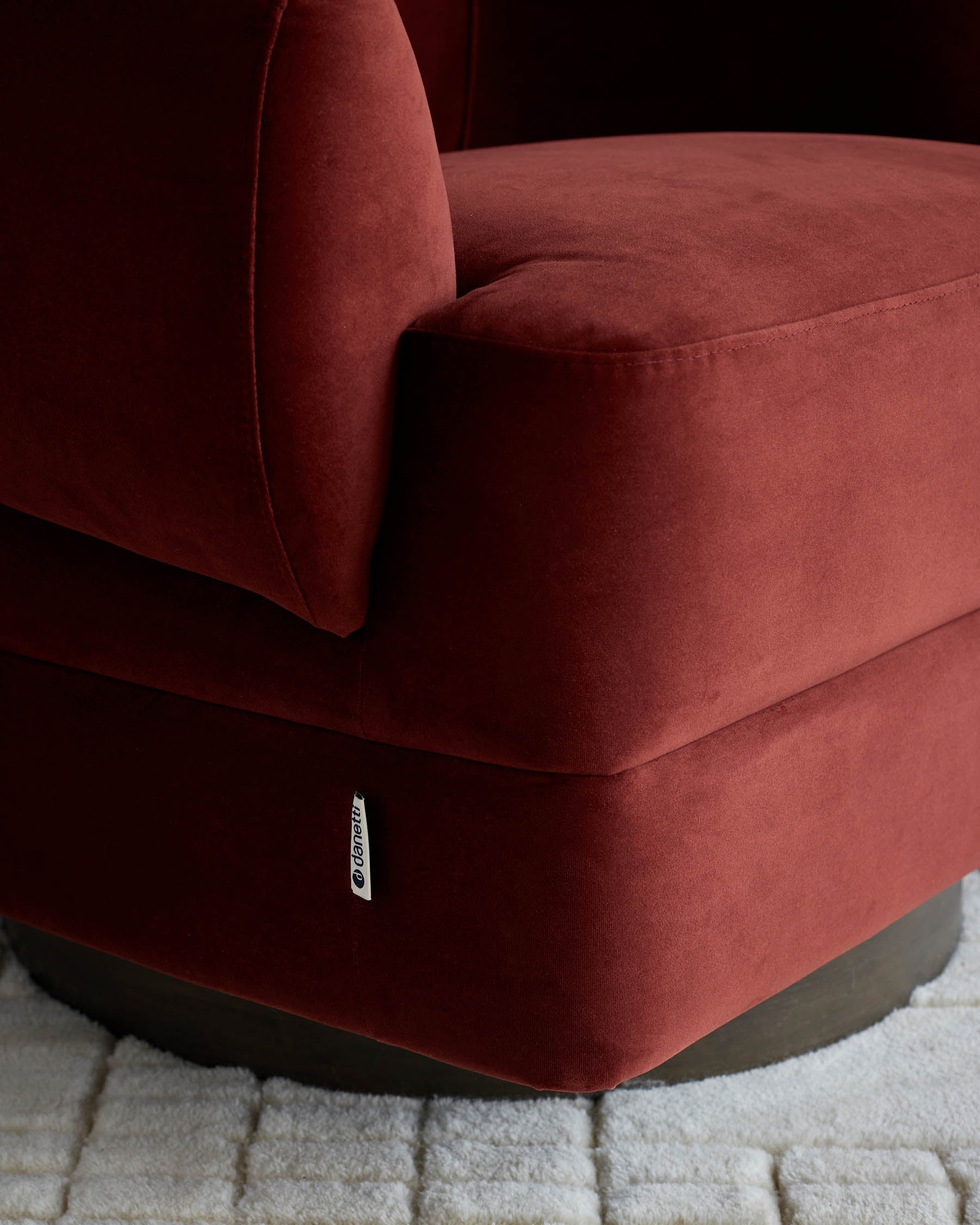 Callan toffee red velvet swivel accent chair