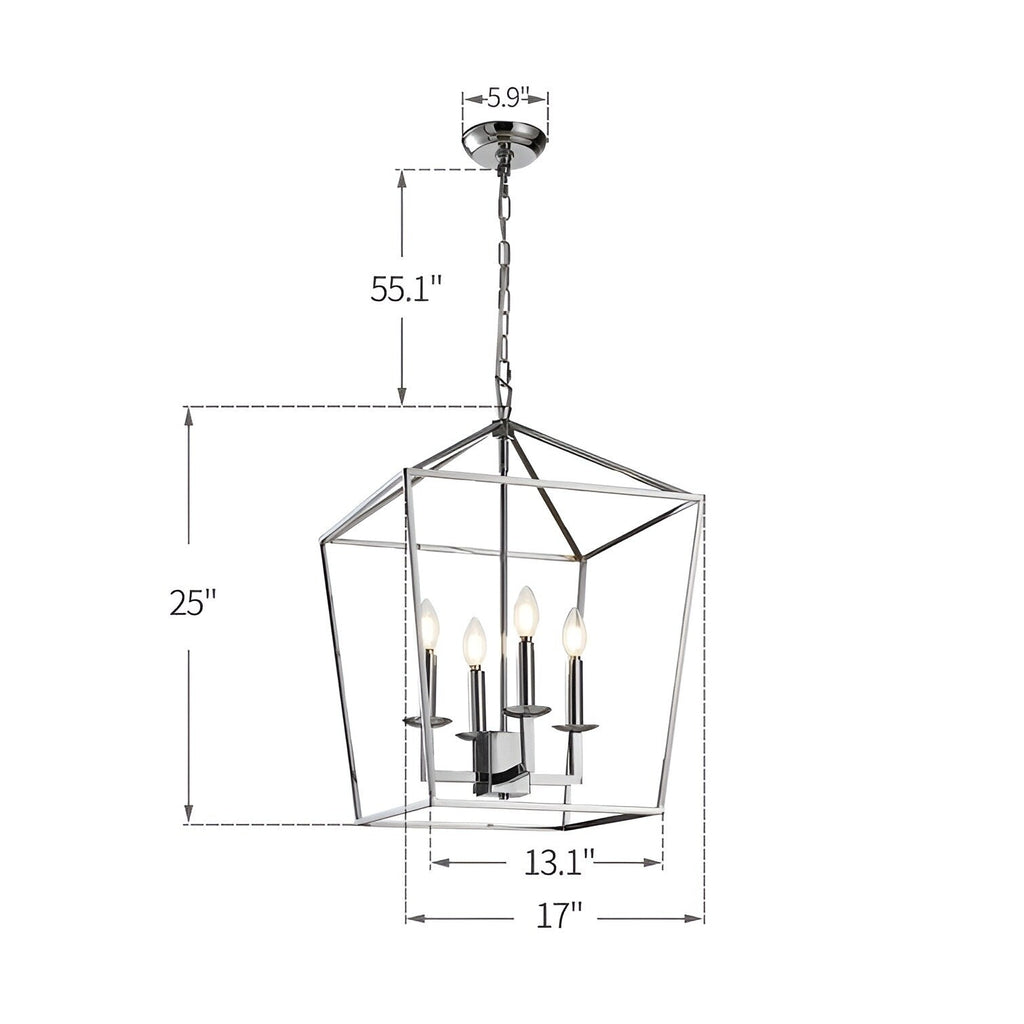 Candle Style Lantern Pendant Stairway or Kitchen Island Open Cage Chandelier - N/A