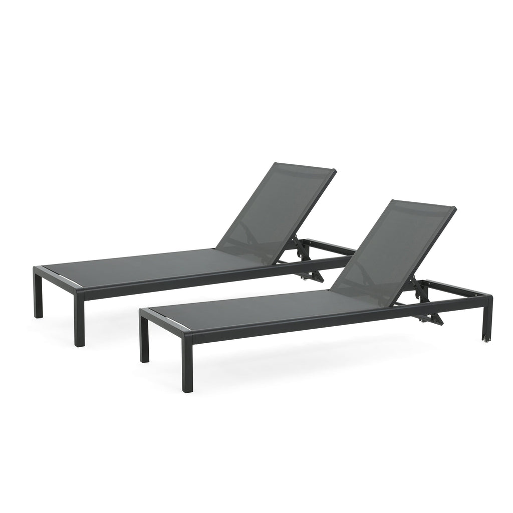 Cape Coral Outdoor Aluminum Chaise Lounge (Set of 2) by Christopher Knight Home - 77.56 D x 25.20 W x 11.80 H