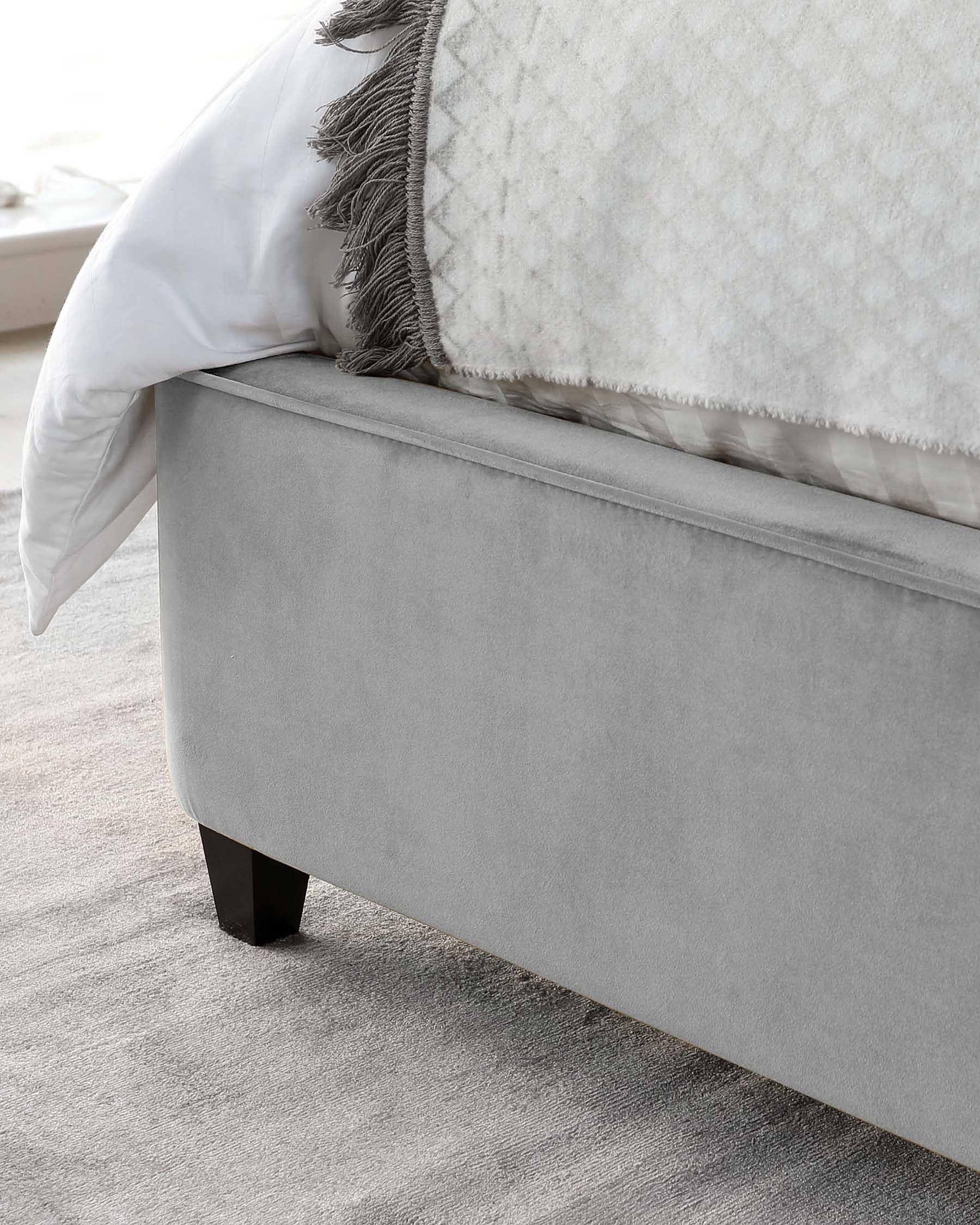 Carina Light Grey Velvet King Size Ottoman Storage Bed