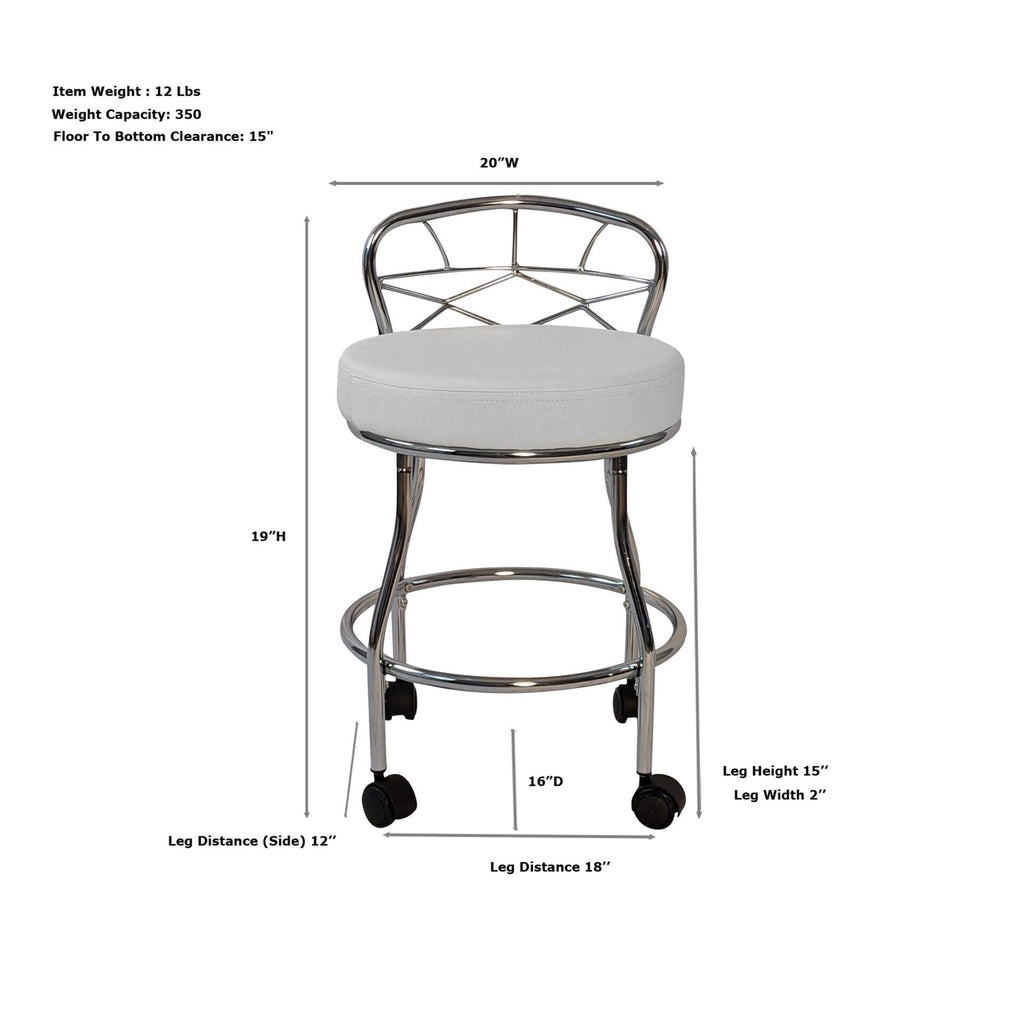 Carolina Living Diana X-Back Vanity Stool with Casters