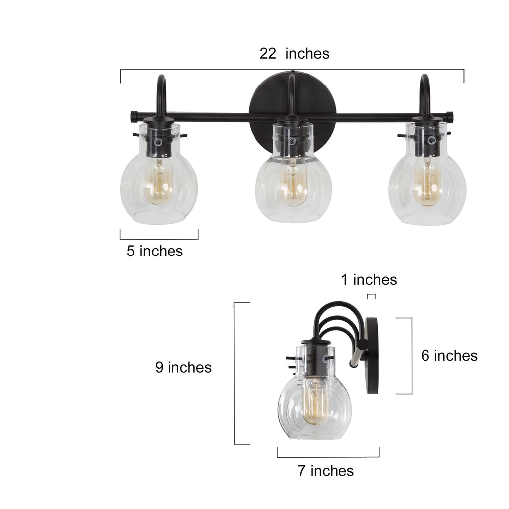 Modern Gold 3-Light Bathroom Vanity Light Orb Glass Wall Sconce