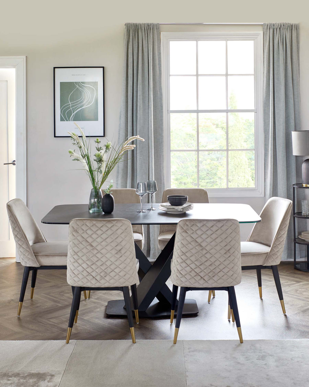 Mae Champagne Velvet Dining Chair