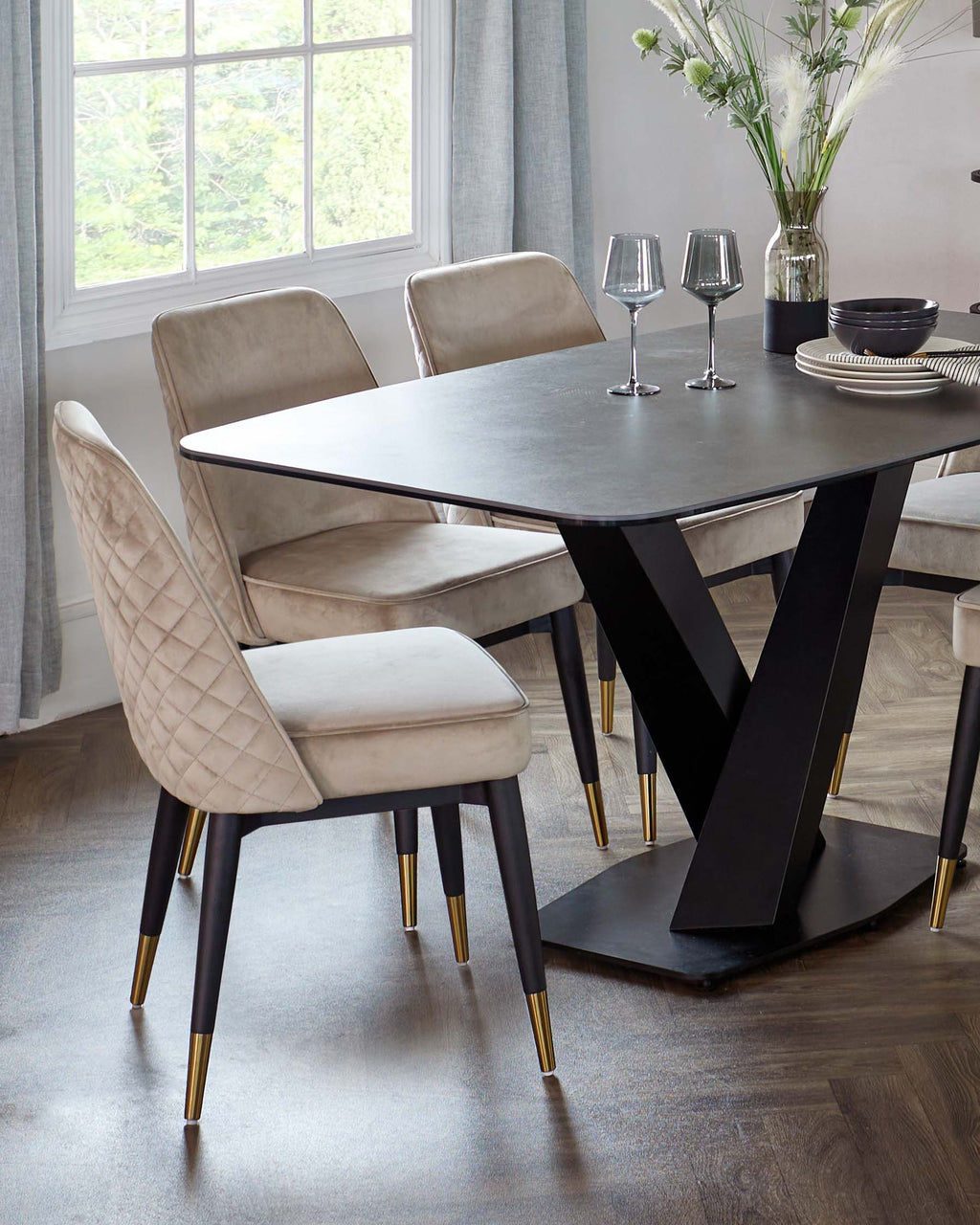 Mae Champagne Velvet Dining Chair