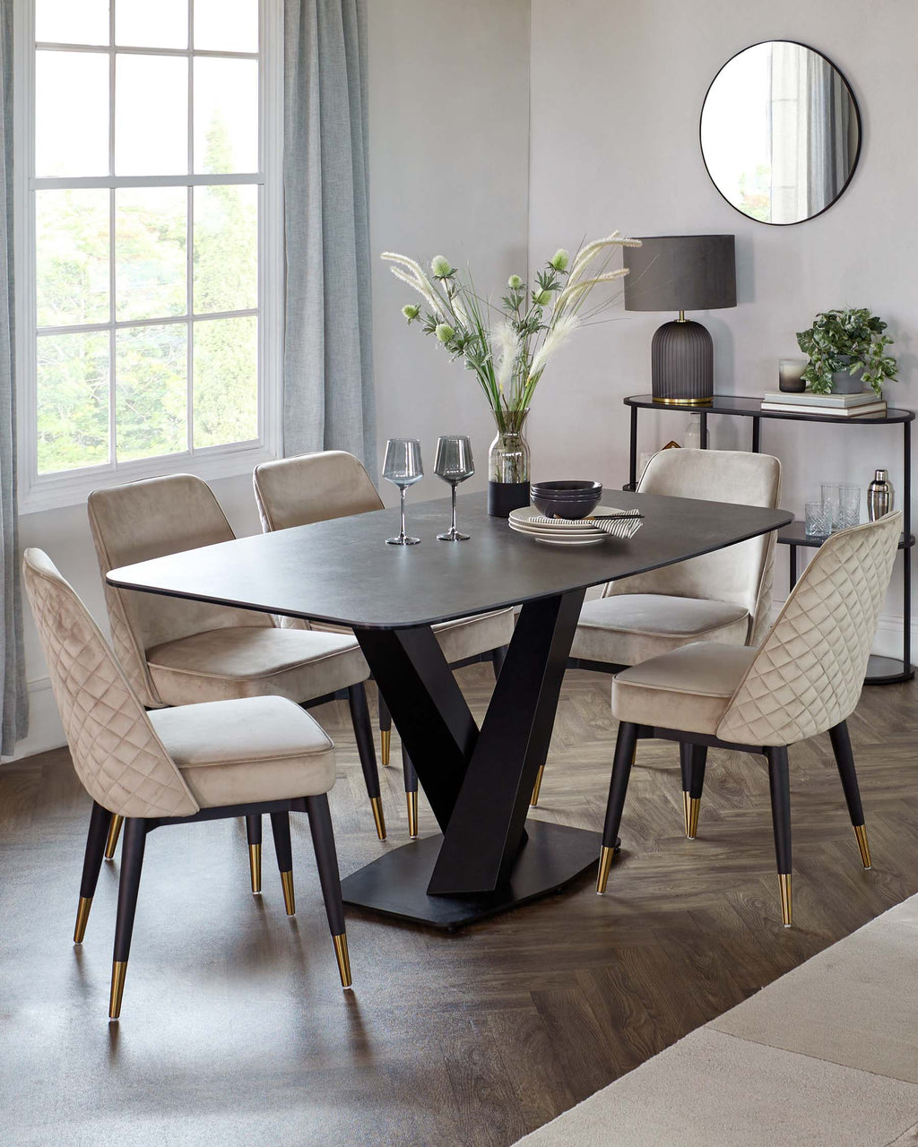 Mae Champagne Velvet Dining Chair