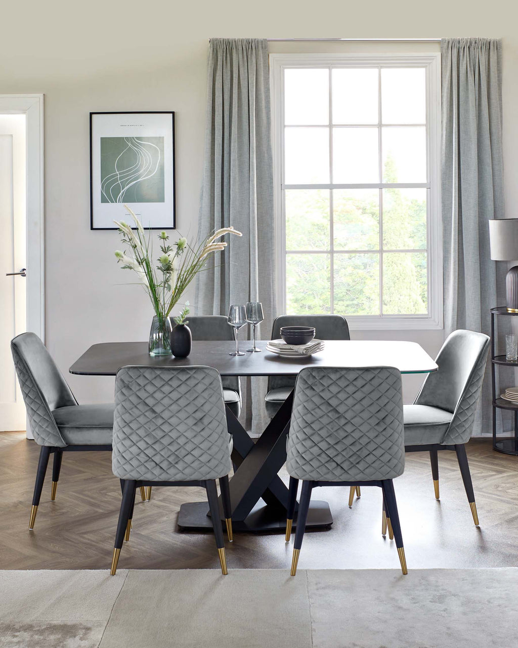 Mae Dark Grey Velvet Dining Chair