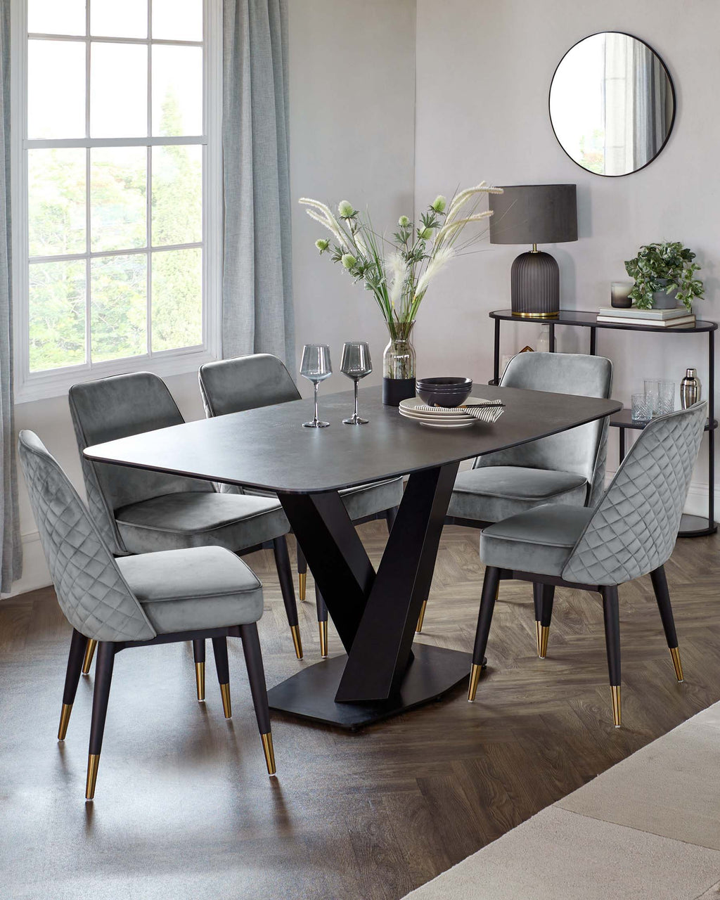 Mae Dark Grey Velvet Dining Chair