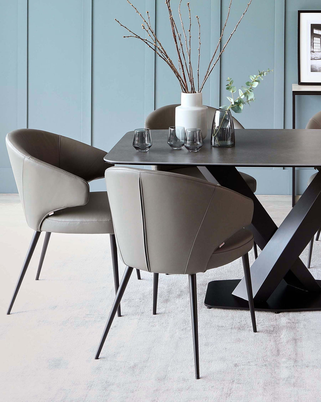 Carter Dark Grey Ceramic Pedestal 6 Seater Dining Table