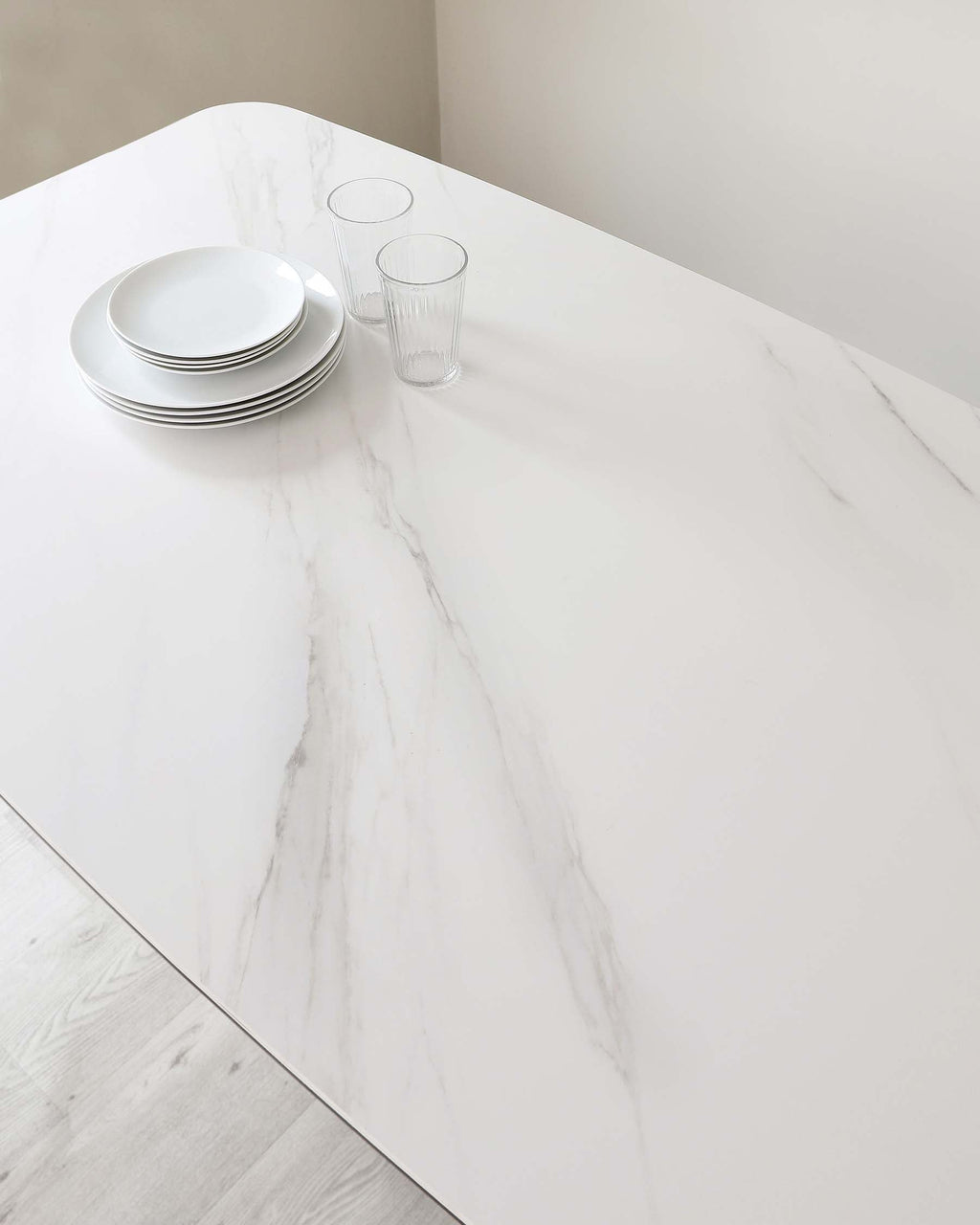 Carter White Marbled Ceramic Pedestal 6 Seater Dining Table