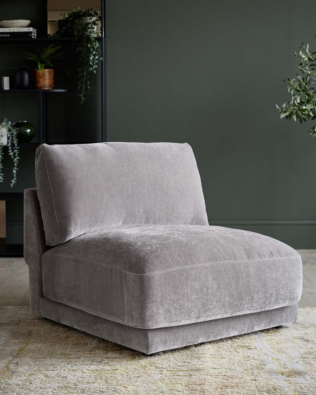 Casey mid grey fabric single sofa module