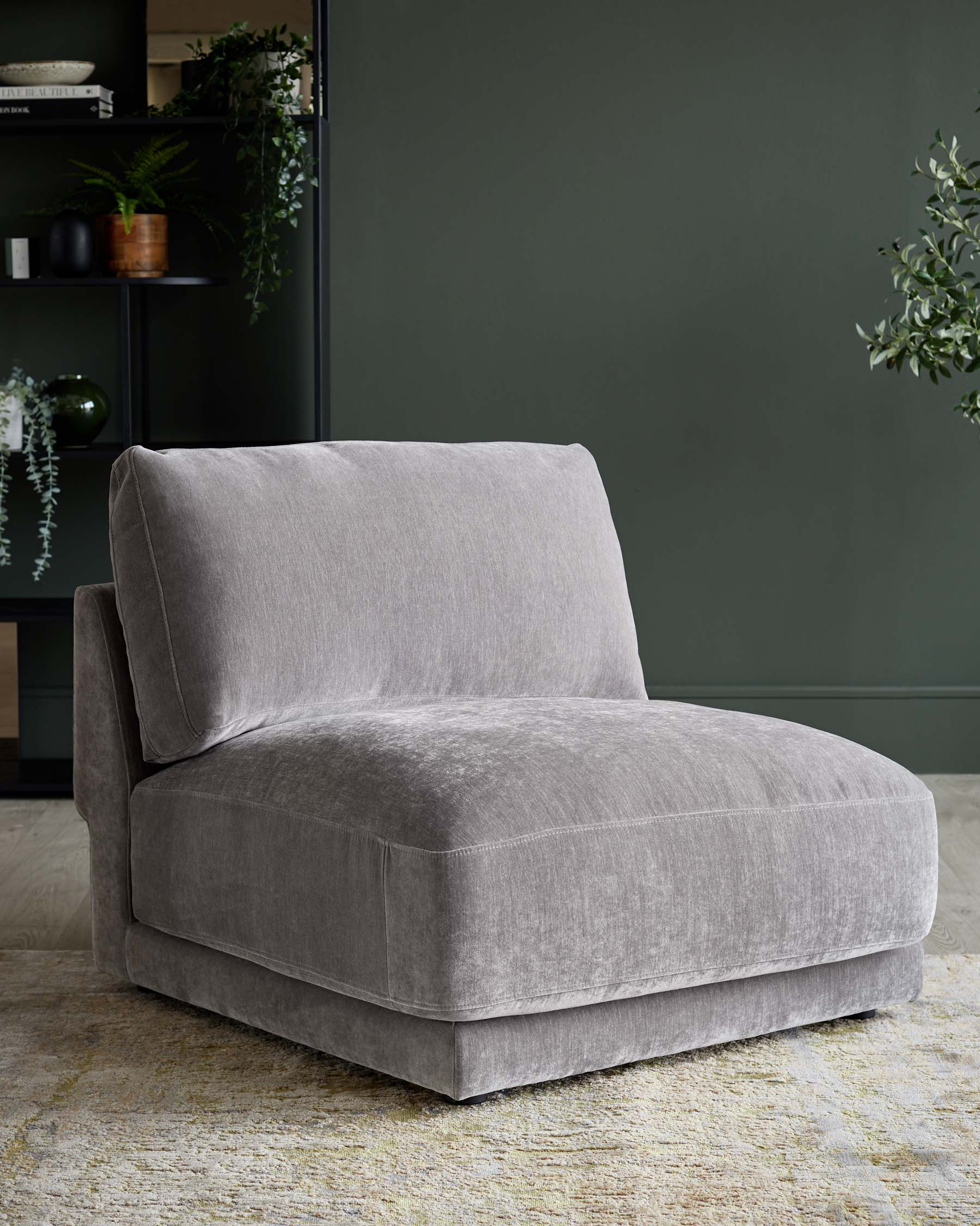 Casey mid grey fabric single sofa module