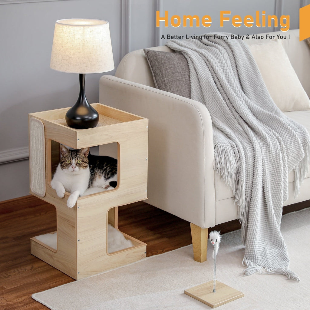 Cat House Cat Bed,Cat Tree with Scratching Pad and Removable Mats