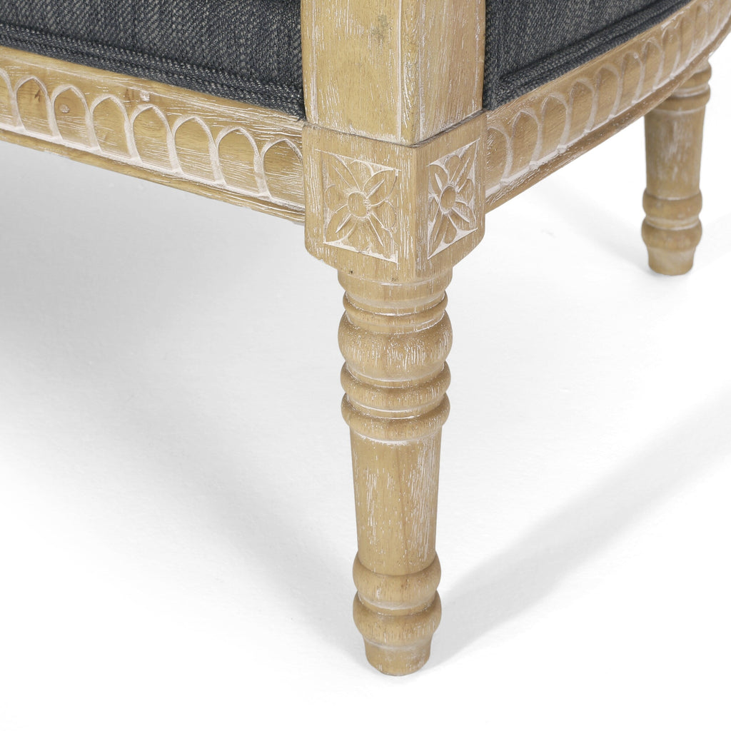 Charcoal Wood Loveseat Sofa with Rubber Wood Frame