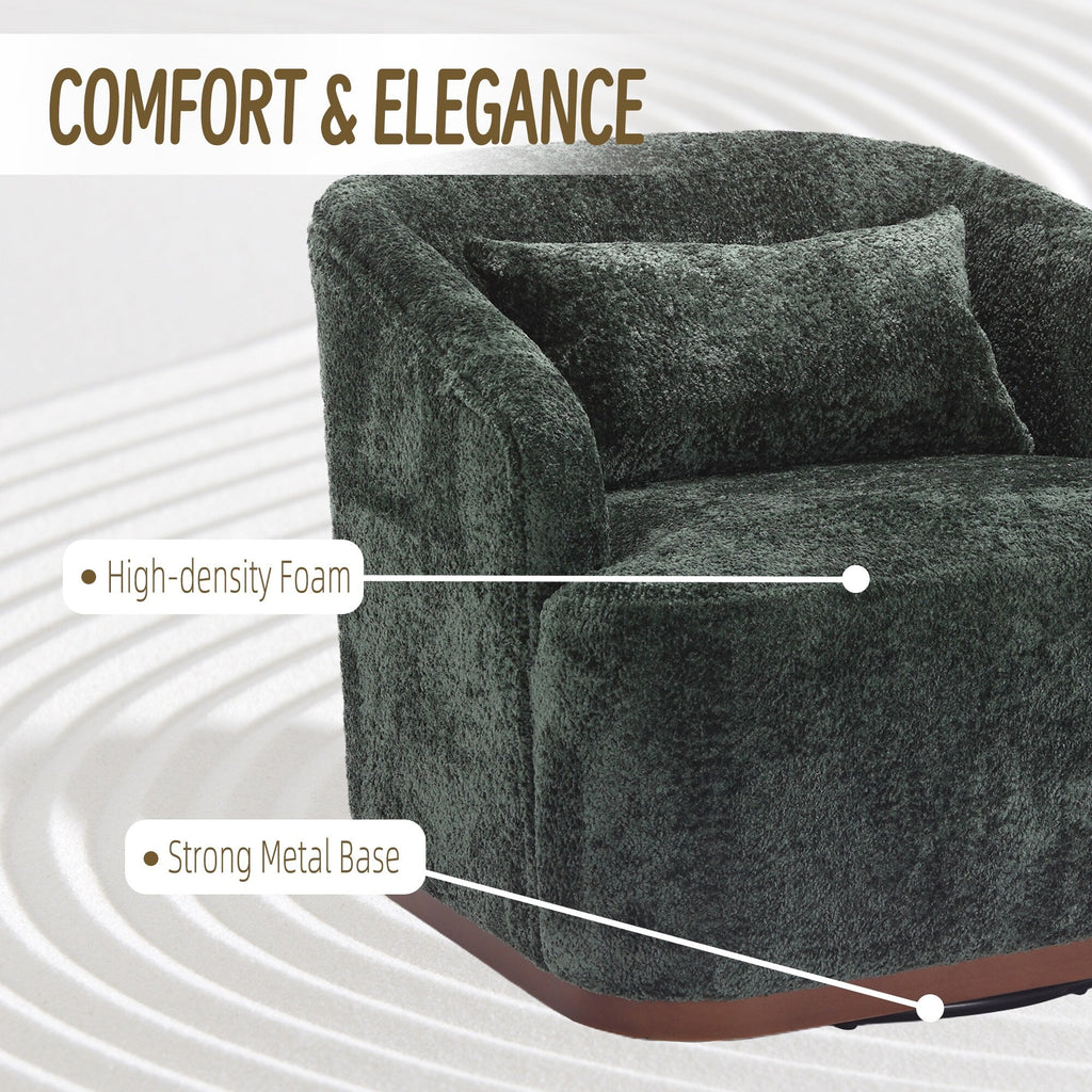 Chenille Swivel Barrel Chair, 360-Degree Comfy Accent Sofa for Living Room, Bedroom, and Study with Removable Cushion