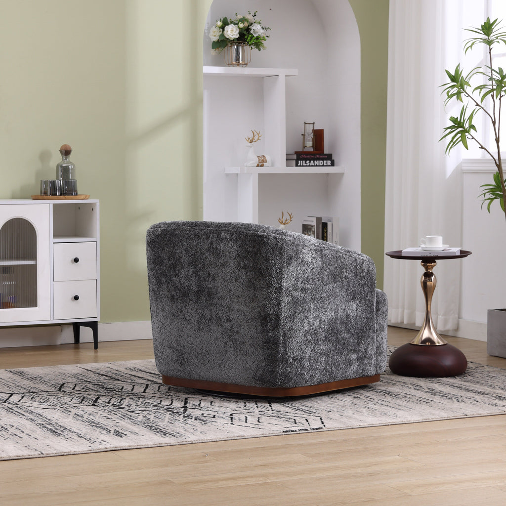 Chenille Swivel Barrel Chair, 360-Degree Comfy Accent Sofa for Living Room, Bedroom, and Study with Removable Cushion