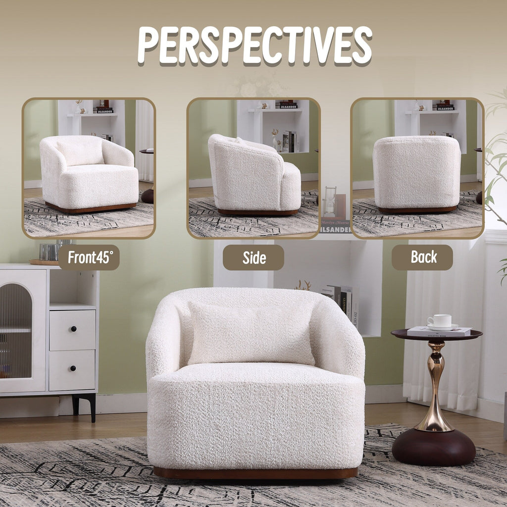 Chenille Swivel Barrel Chair, 360-Degree Comfy Accent Sofa for Living Room, Bedroom, and Study with Removable Cushion