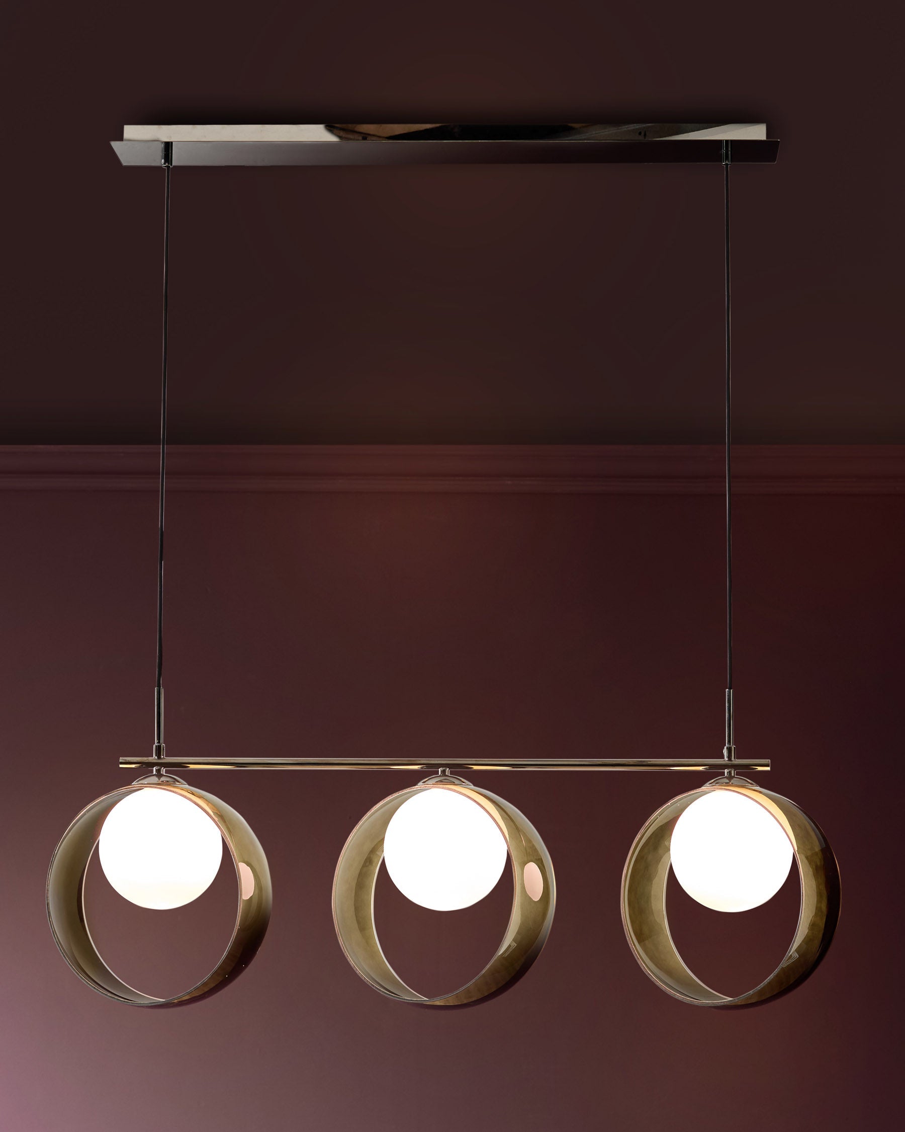 Chloe green glass 3 bar adjustable pendant light