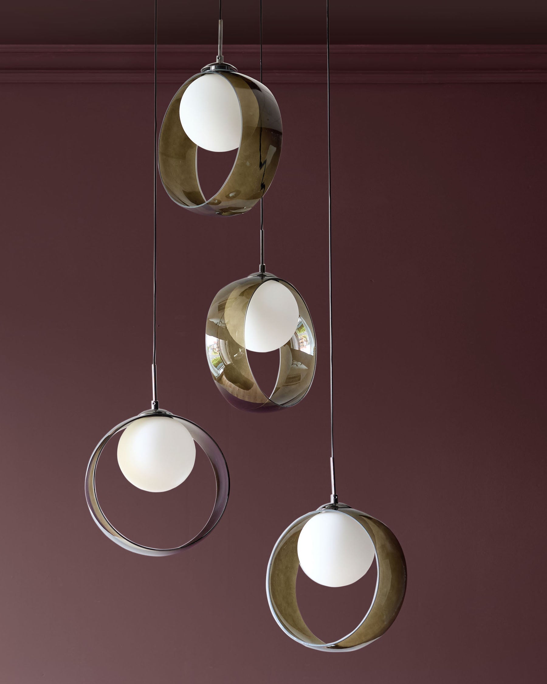 Chloe green glass LED 4 drop adjustable pendant