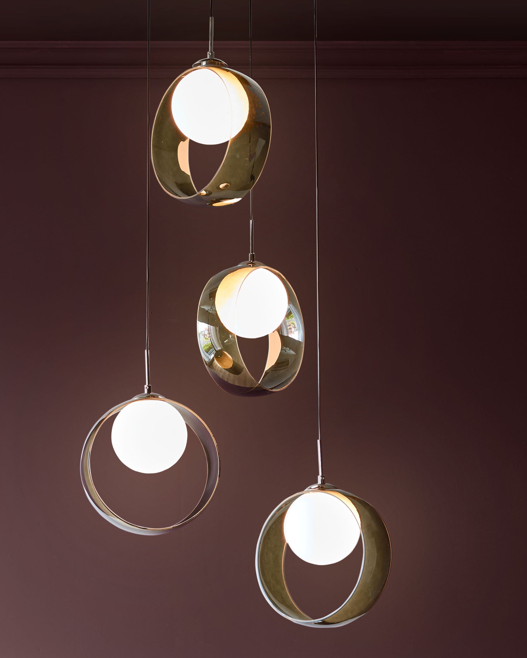 Chloe green glass LED 4 drop adjustable pendant