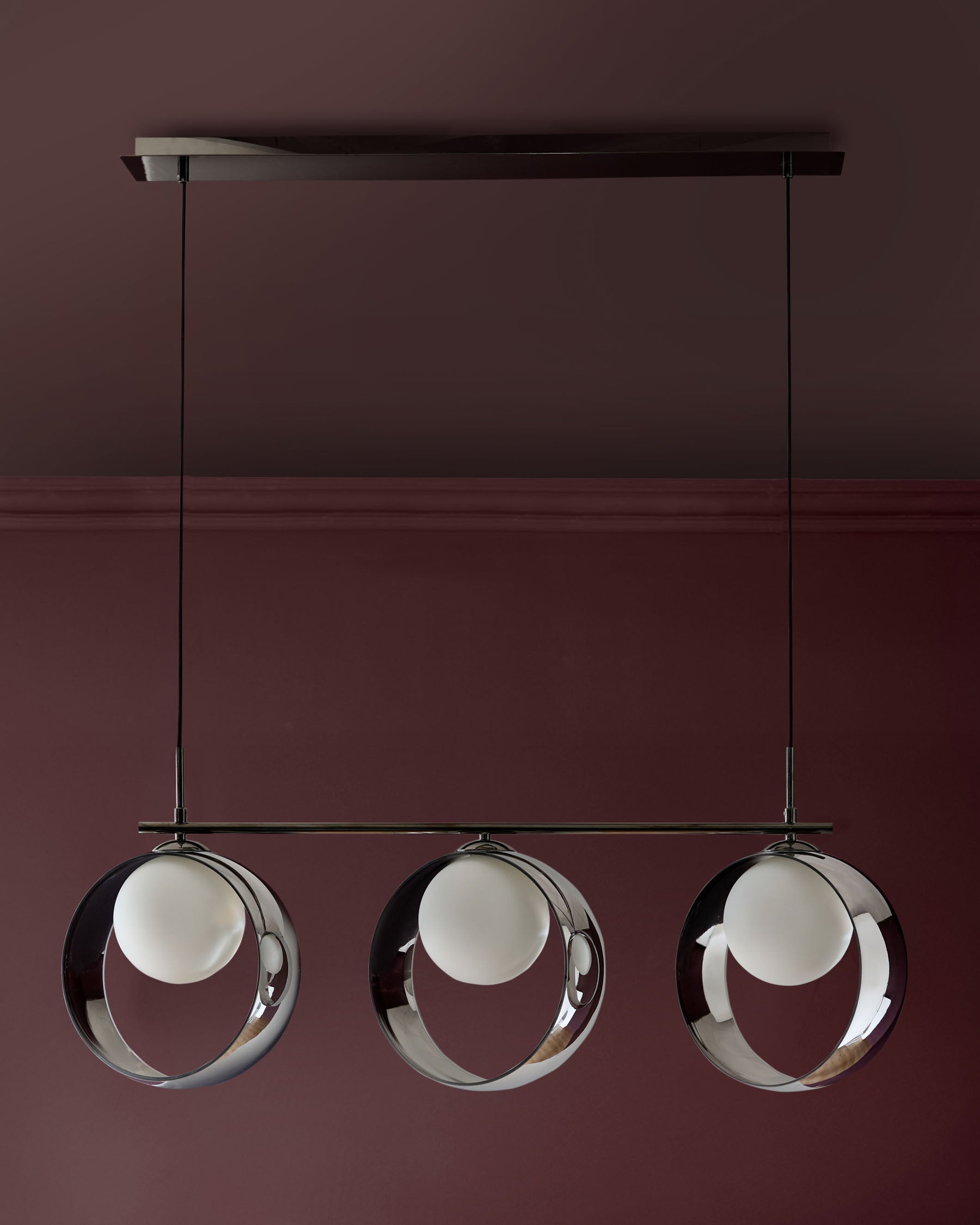 Chloe silver chrome glass 3 bar adjustable pendant