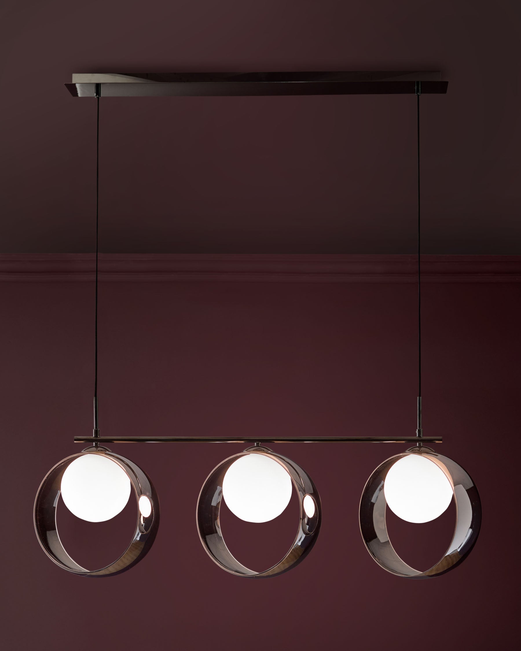 Chloe silver chrome glass 3 bar adjustable pendant