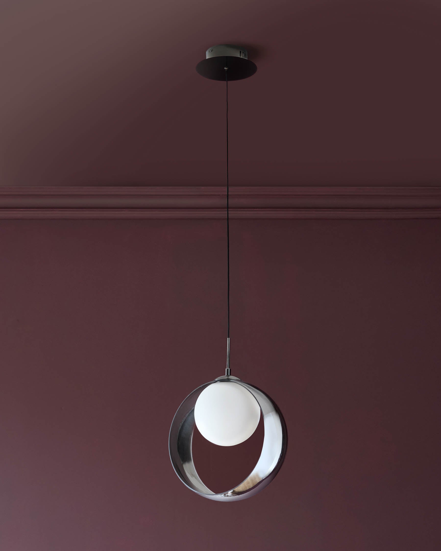 Chloe silver chrome glass LED single drop adjustable pendant light