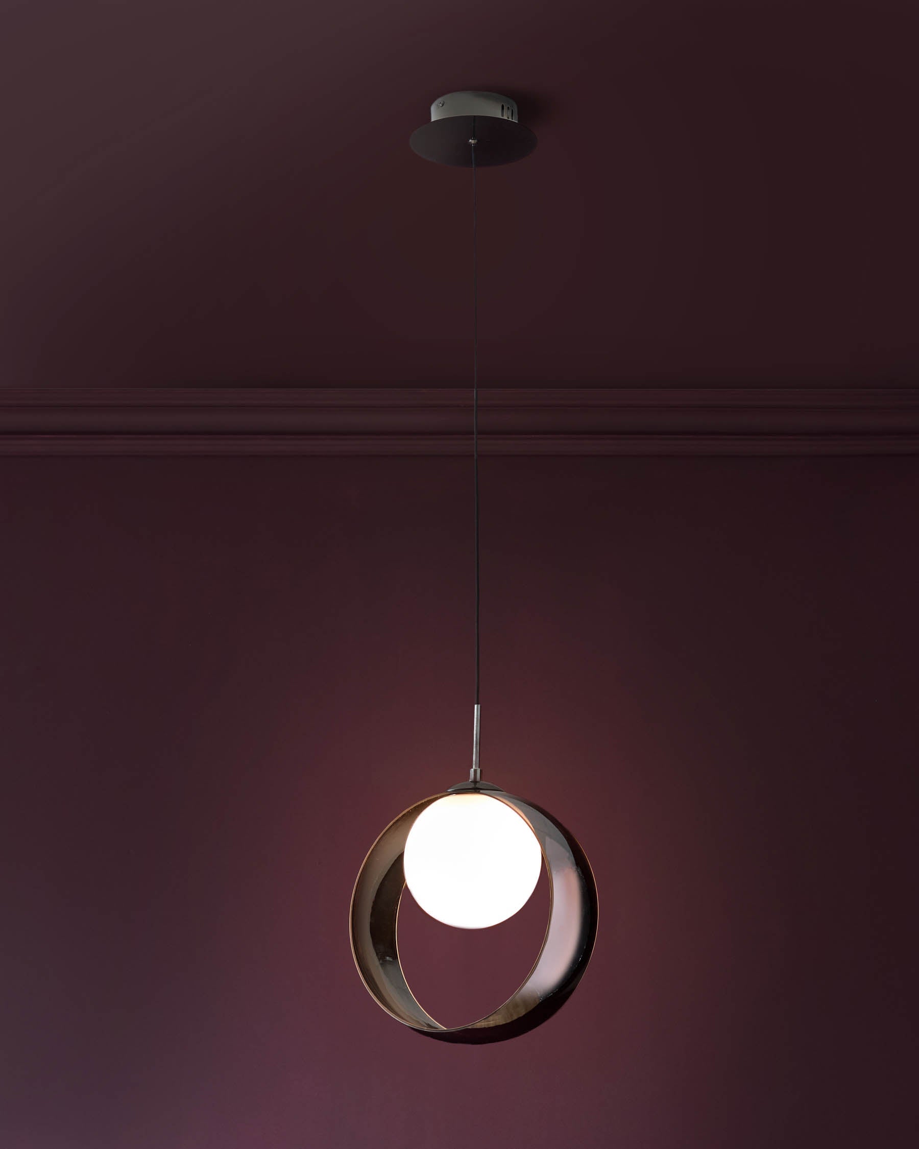 Chloe silver chrome glass LED single drop adjustable pendant light