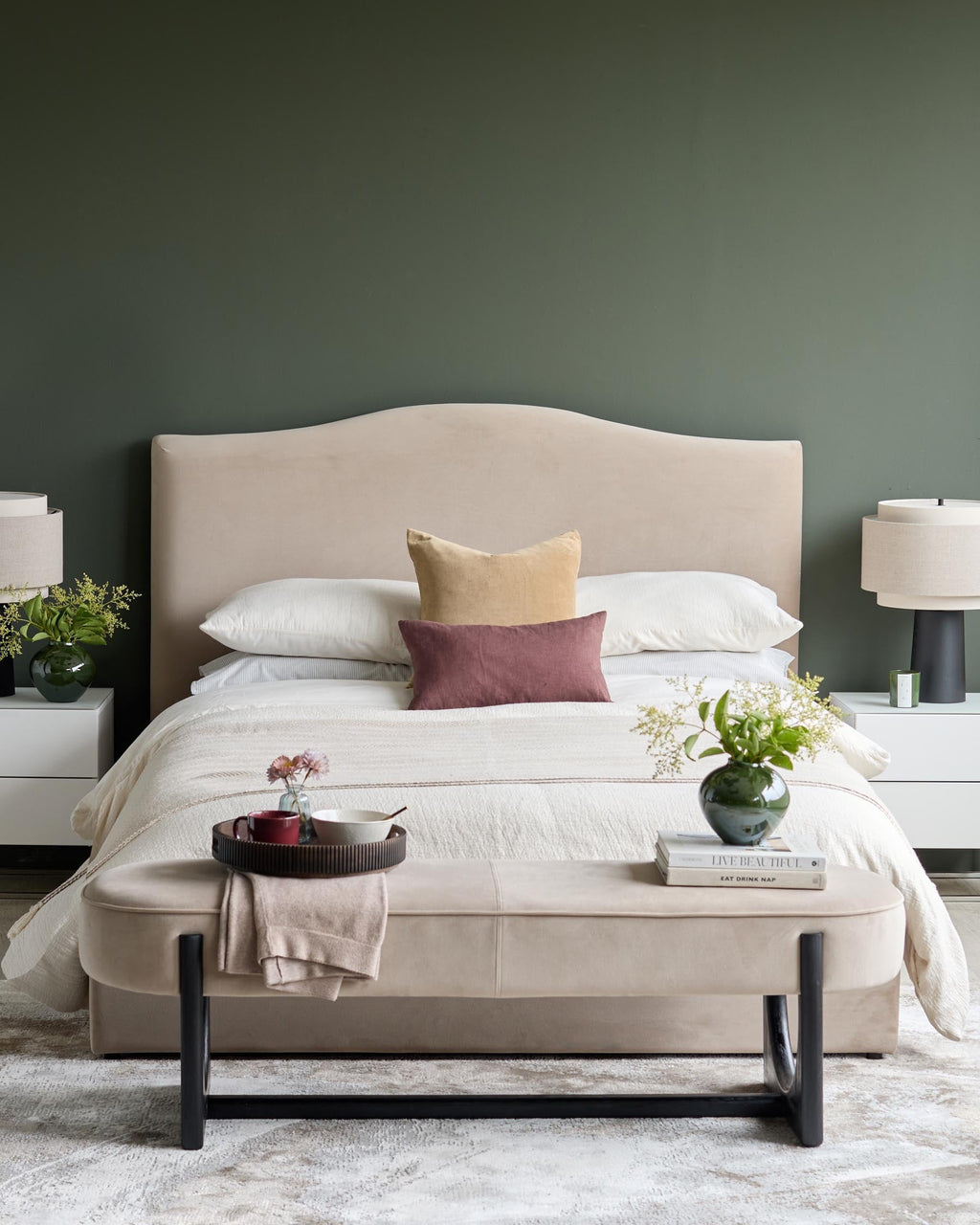 Clark Champagne Velvet King Size Ottoman Storage Bed