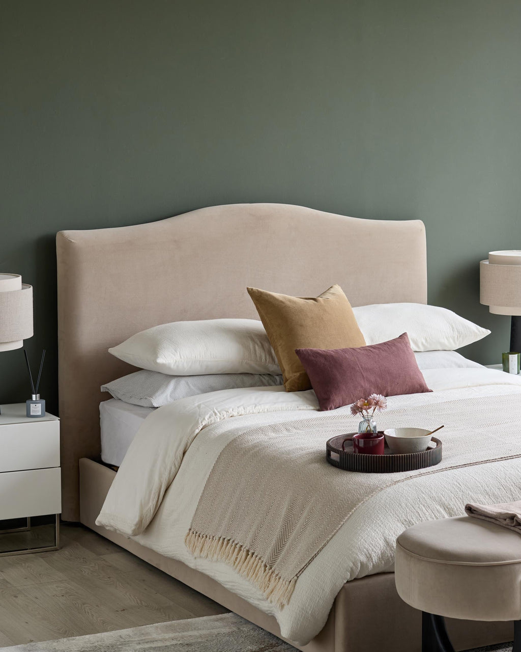 Clark Champagne Velvet King Size Ottoman Storage Bed