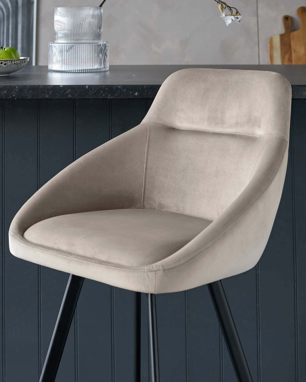Cleo champagne velvet swivel bar stool