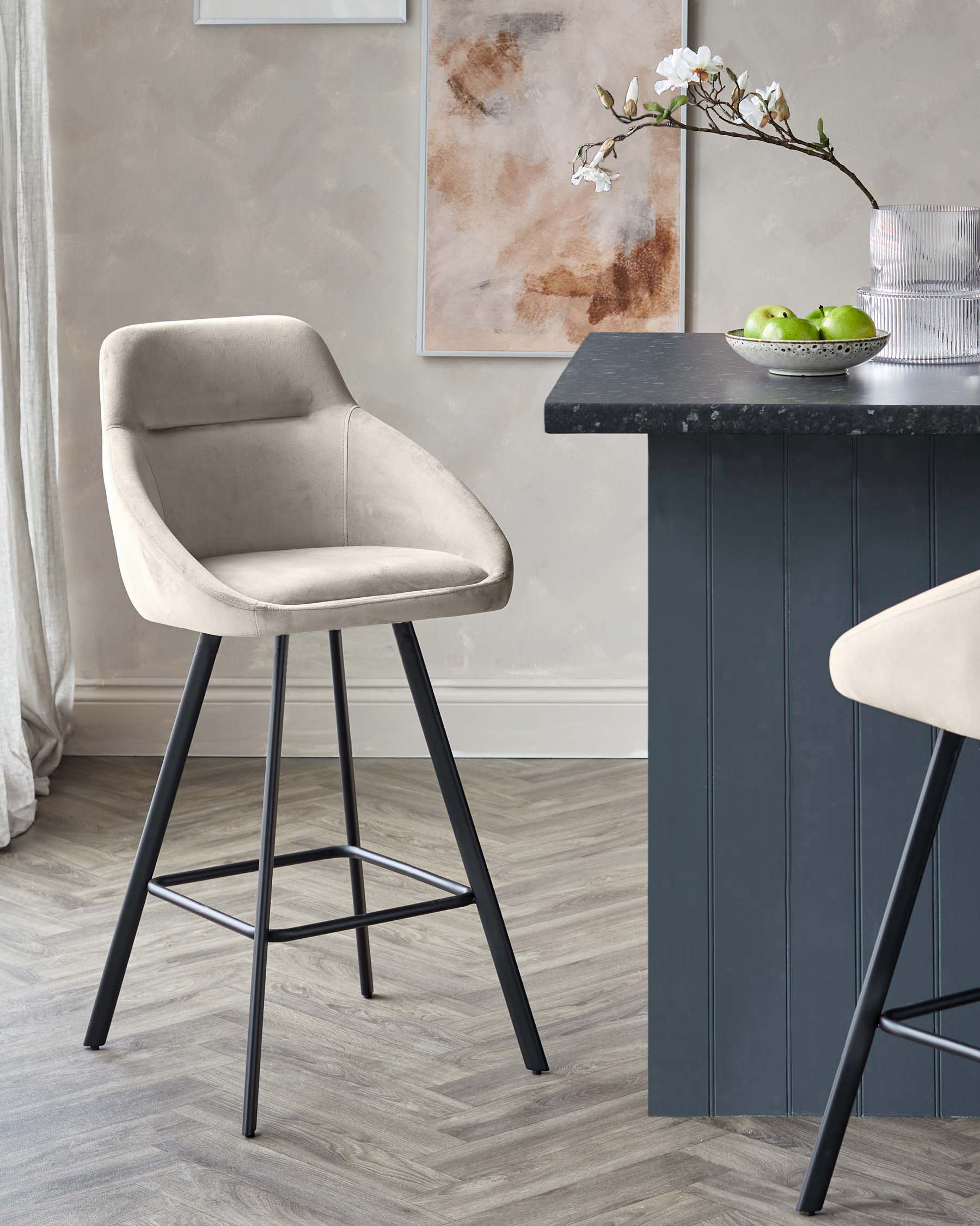 Cleo champagne velvet swivel bar stool