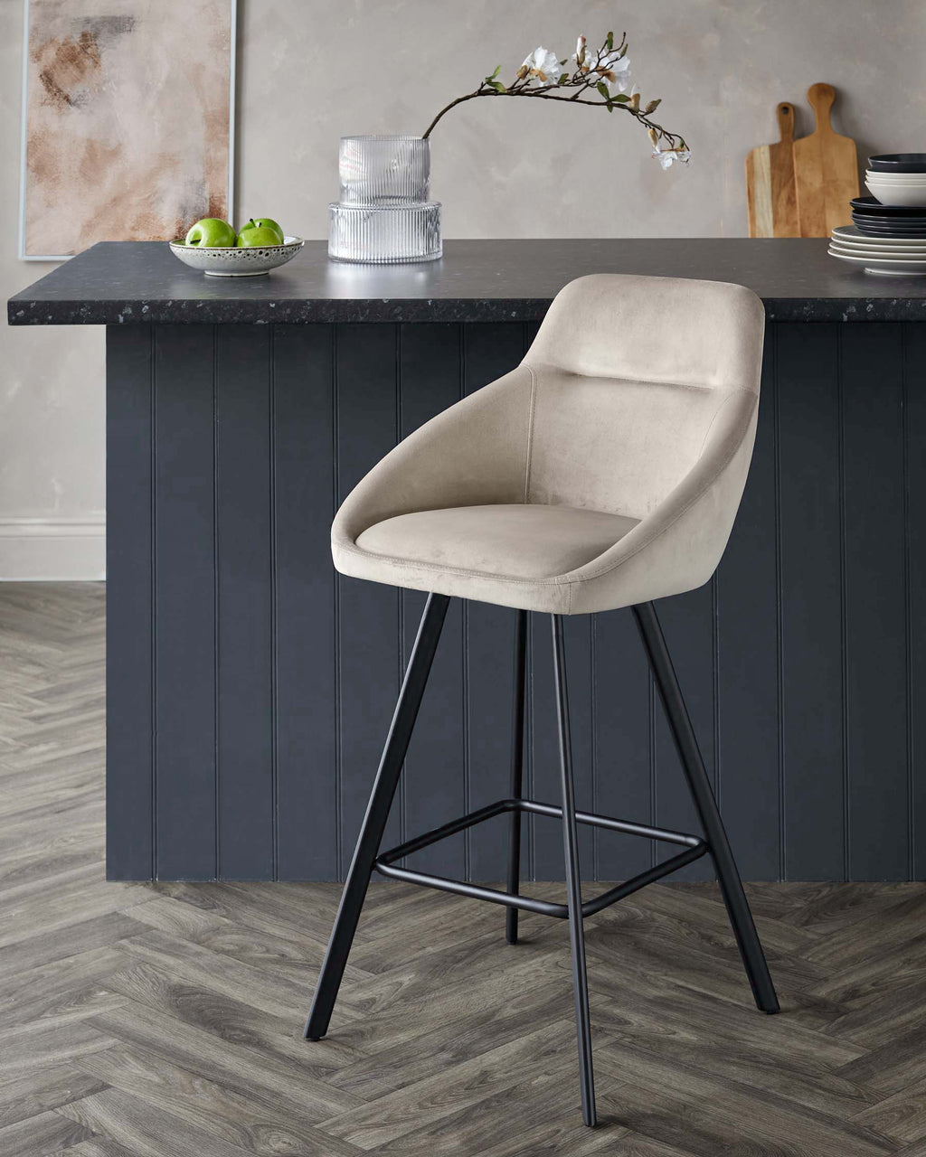 Cleo champagne velvet swivel bar stool