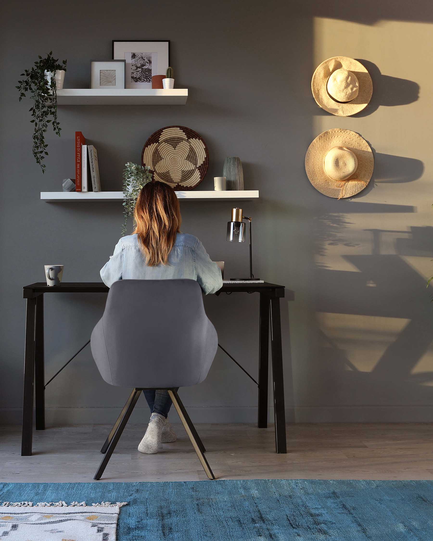 Cleo Dark Grey Velvet Swivel Chair