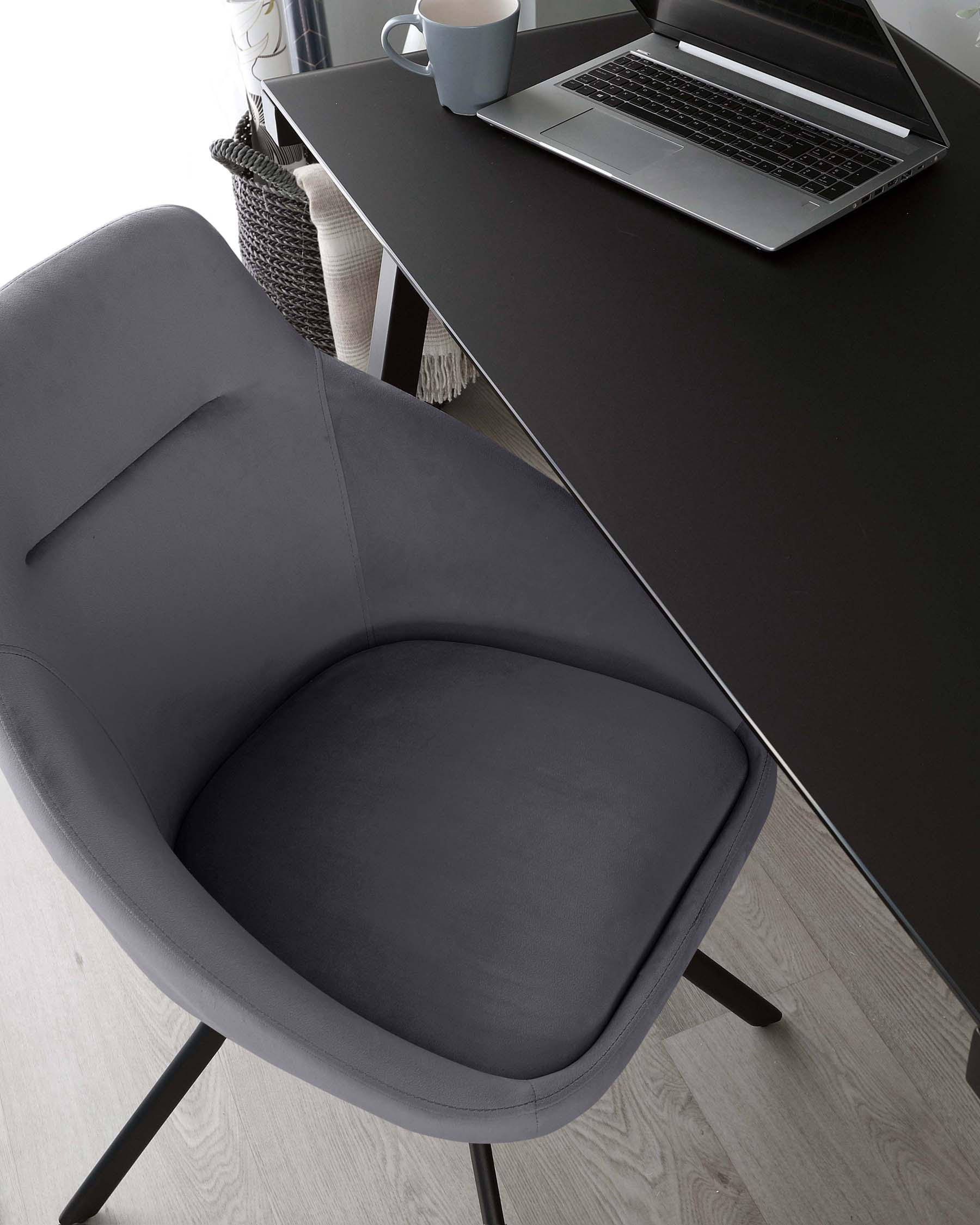 Cleo Dark Grey Velvet Swivel Chair